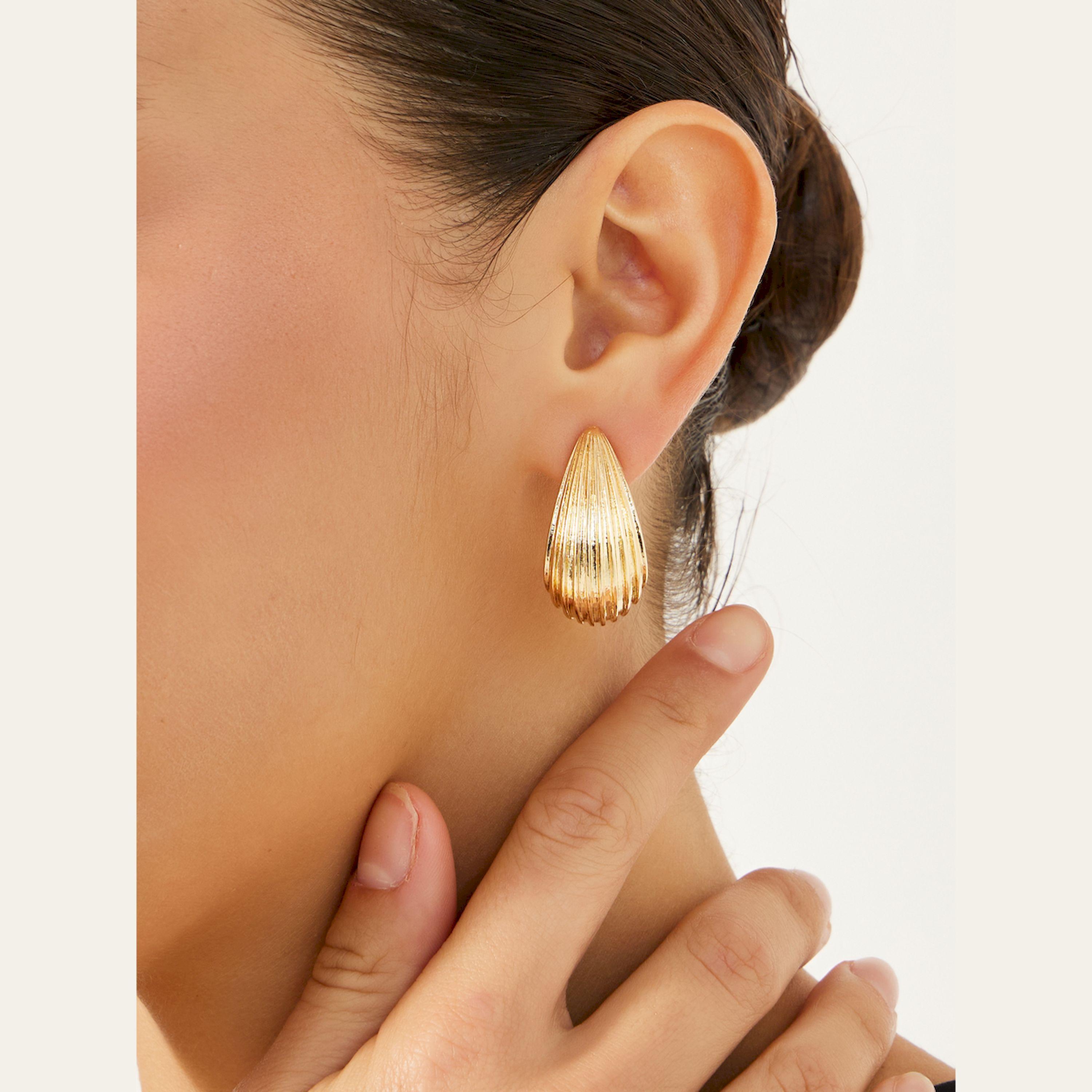 Styli Textured Stud Earrings-women-watchesandjewellery-jewellery-earrings-image-2