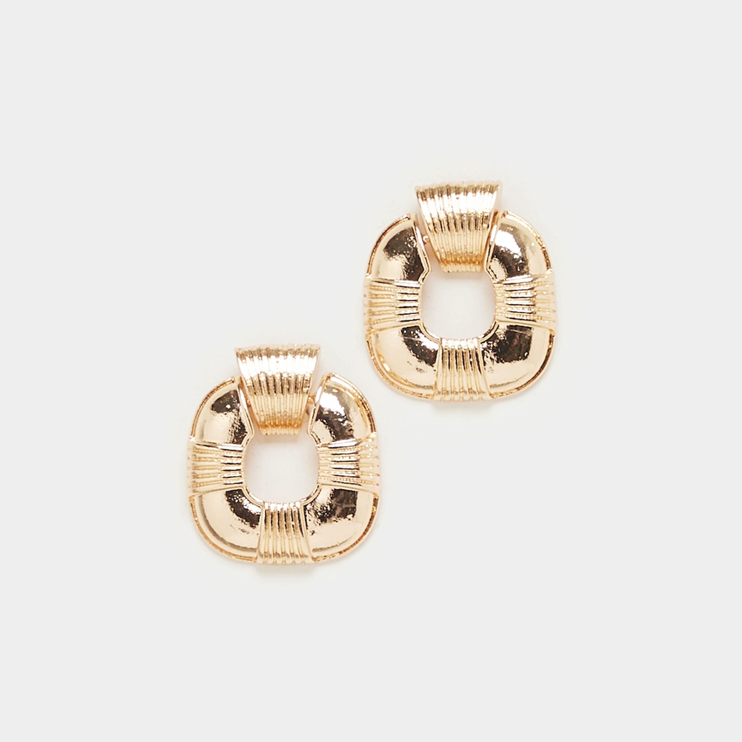 Styli Textured Stud Square Earrings-women-watchesandjewellery-jewellery-earrings-image-1