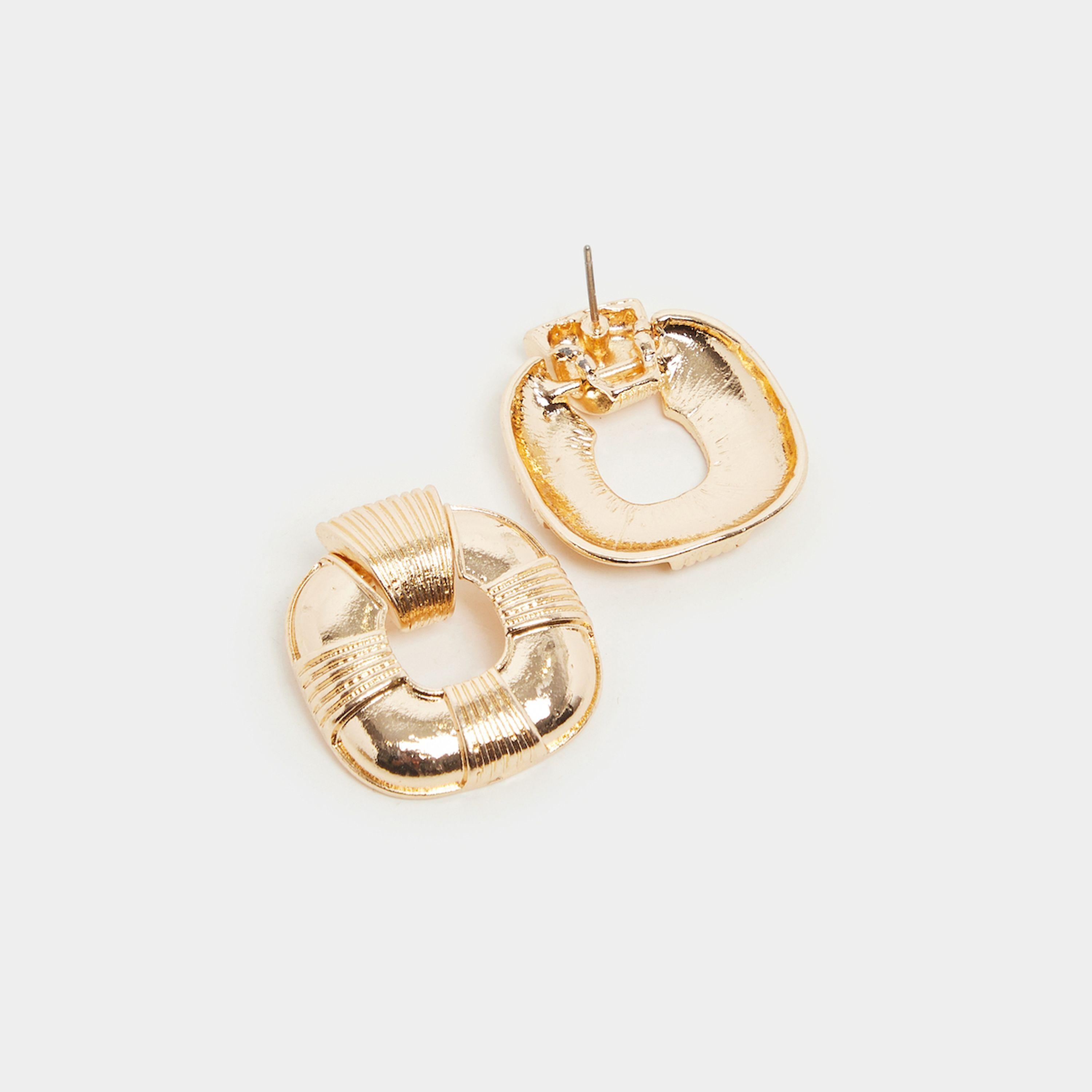 Styli Textured Stud Square Earrings-women-watchesandjewellery-jewellery-earrings-image-3