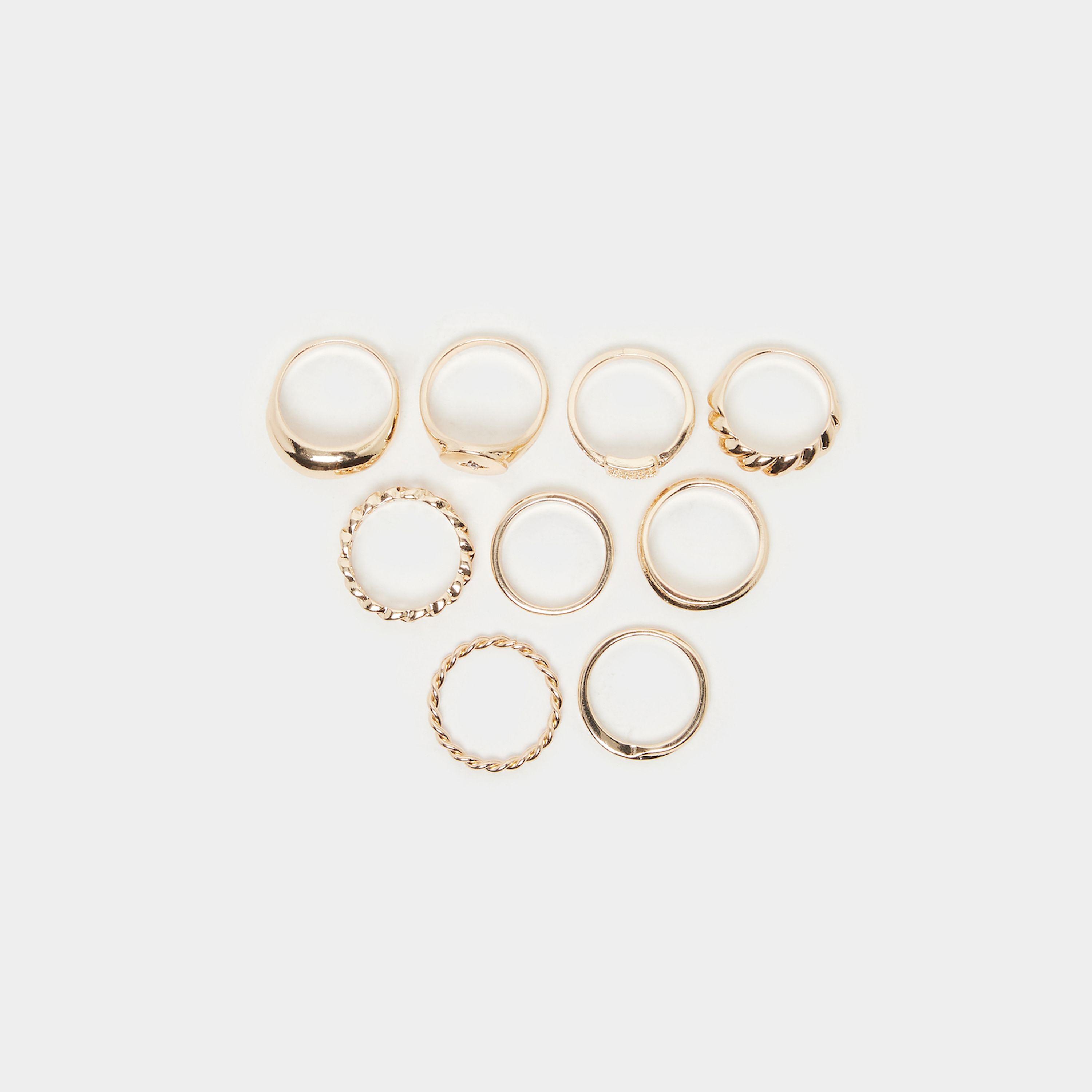 Styli Set Of 9 - Textured Assorted Rings-women-watchesandjewellery-jewellery-rings-image-2