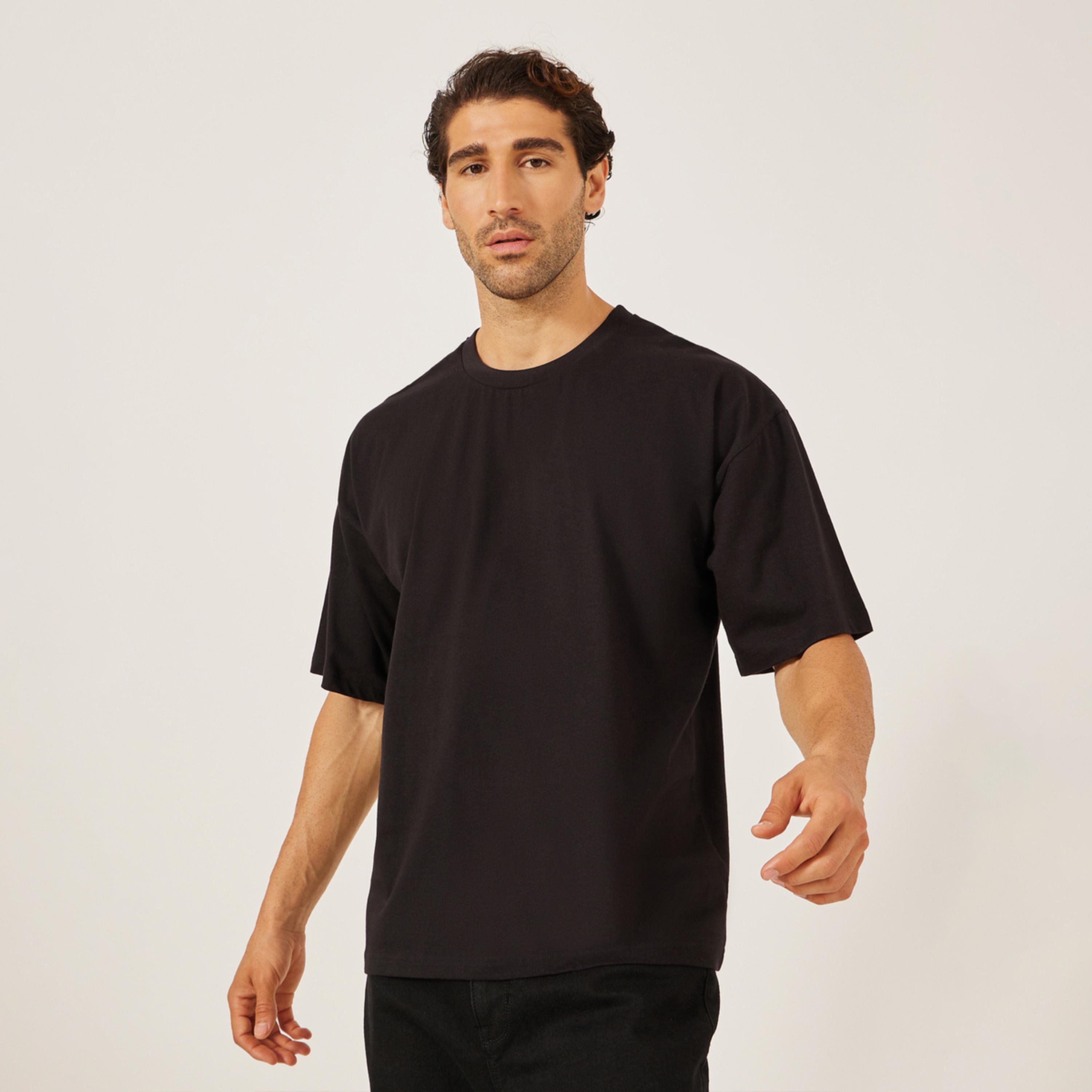 ستايلي - تي شيرت جيرسي كبير الحجم بطبعة شعار من الخلف-men-clothing-tshirtsandpolos-tshirts-image-1