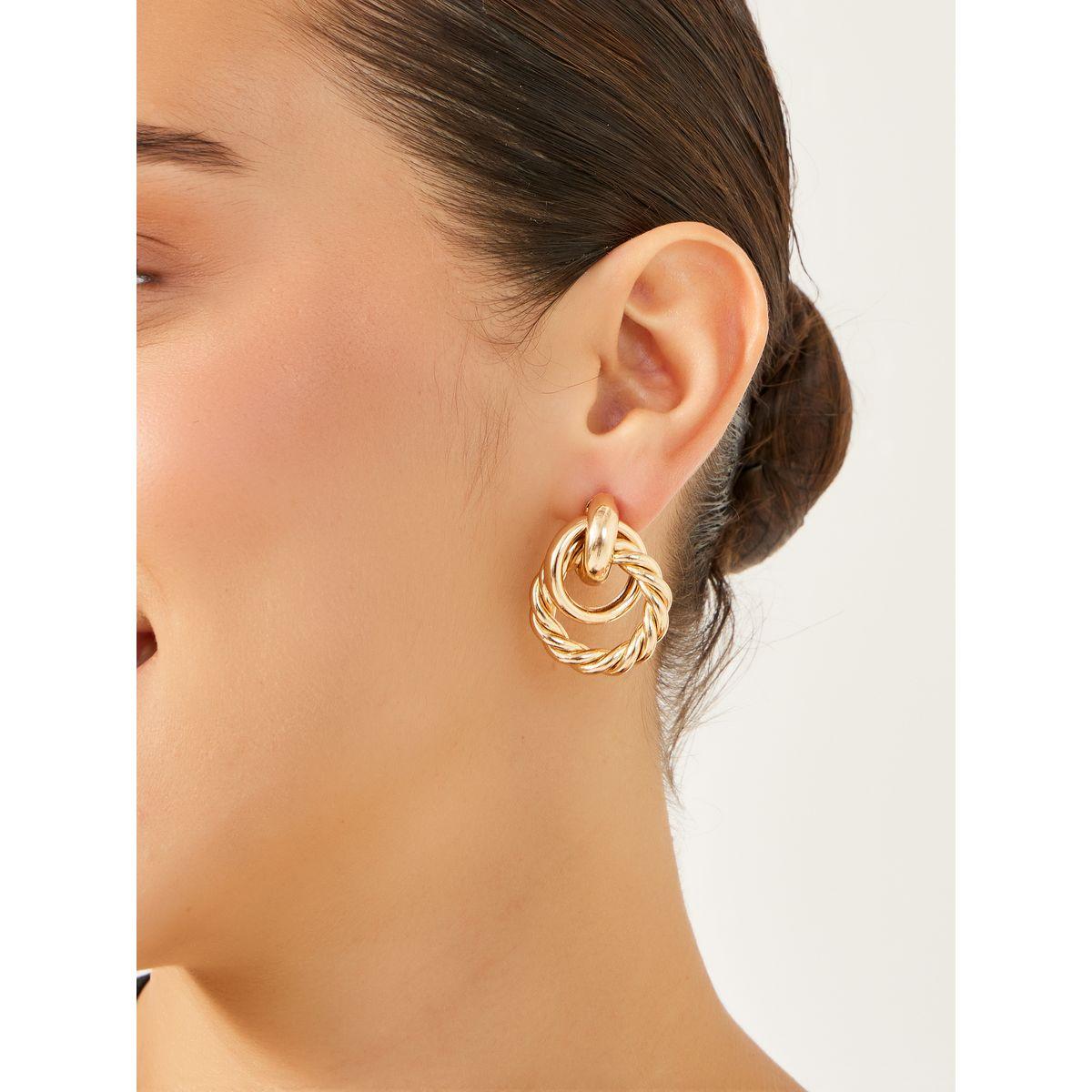 Styli Textured Circle Earrings-women-watchesandjewellery-jewellery-earrings-image-2