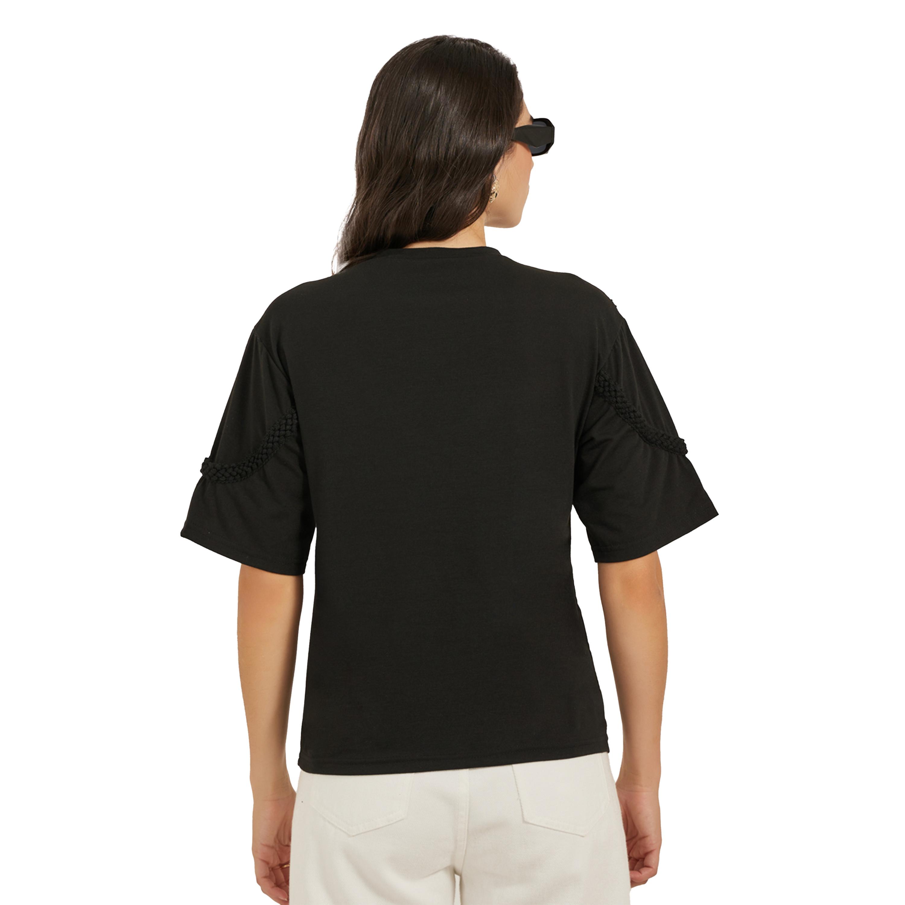 ستايلي - تي شيرت برقبة دائرية وتفاصيل دانتيل مضفرة-women-clothing-tshirts-image-5