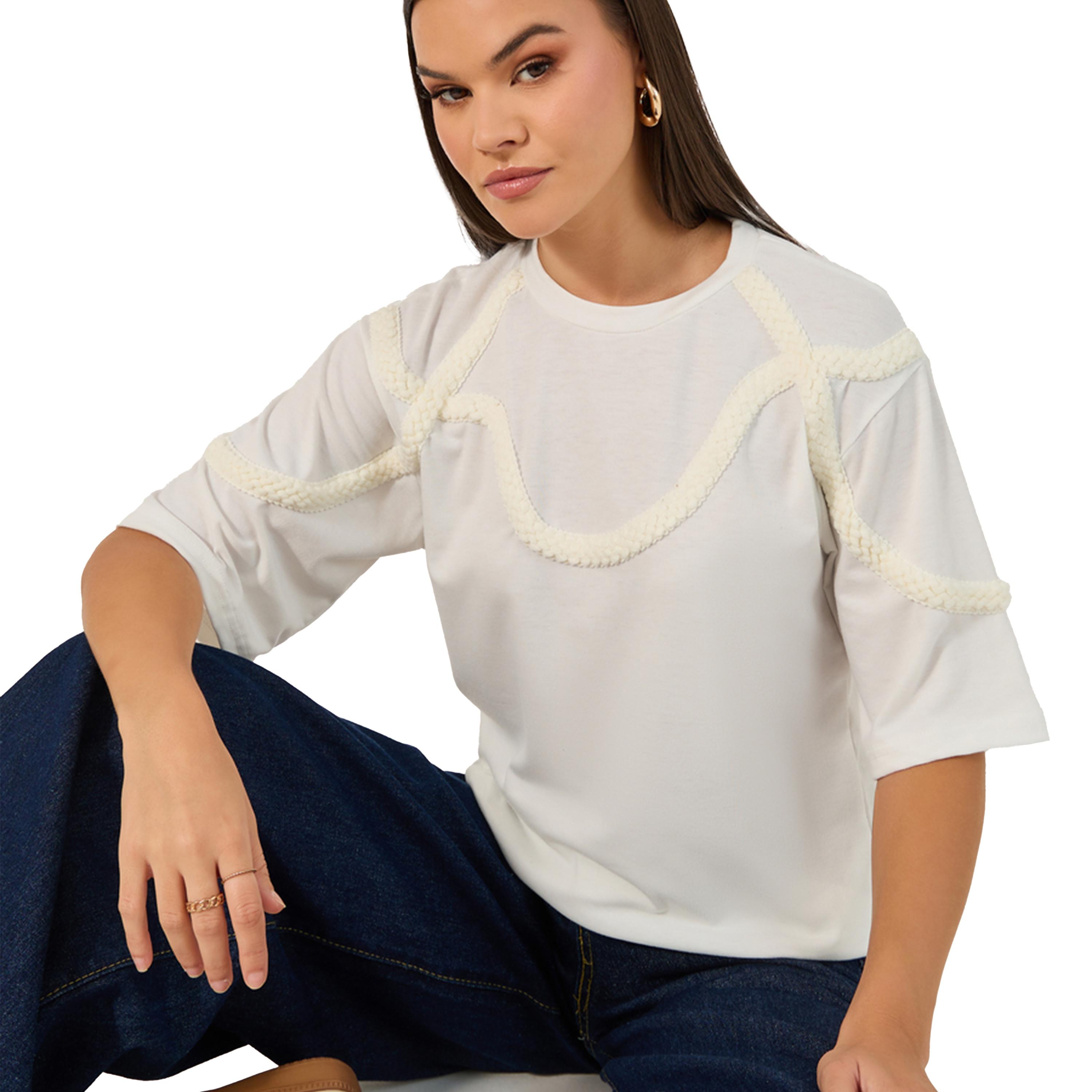 Styli Solid Knitted Round Neck Short Sleeve T-Shirt-women-clothing-tshirts-image-1