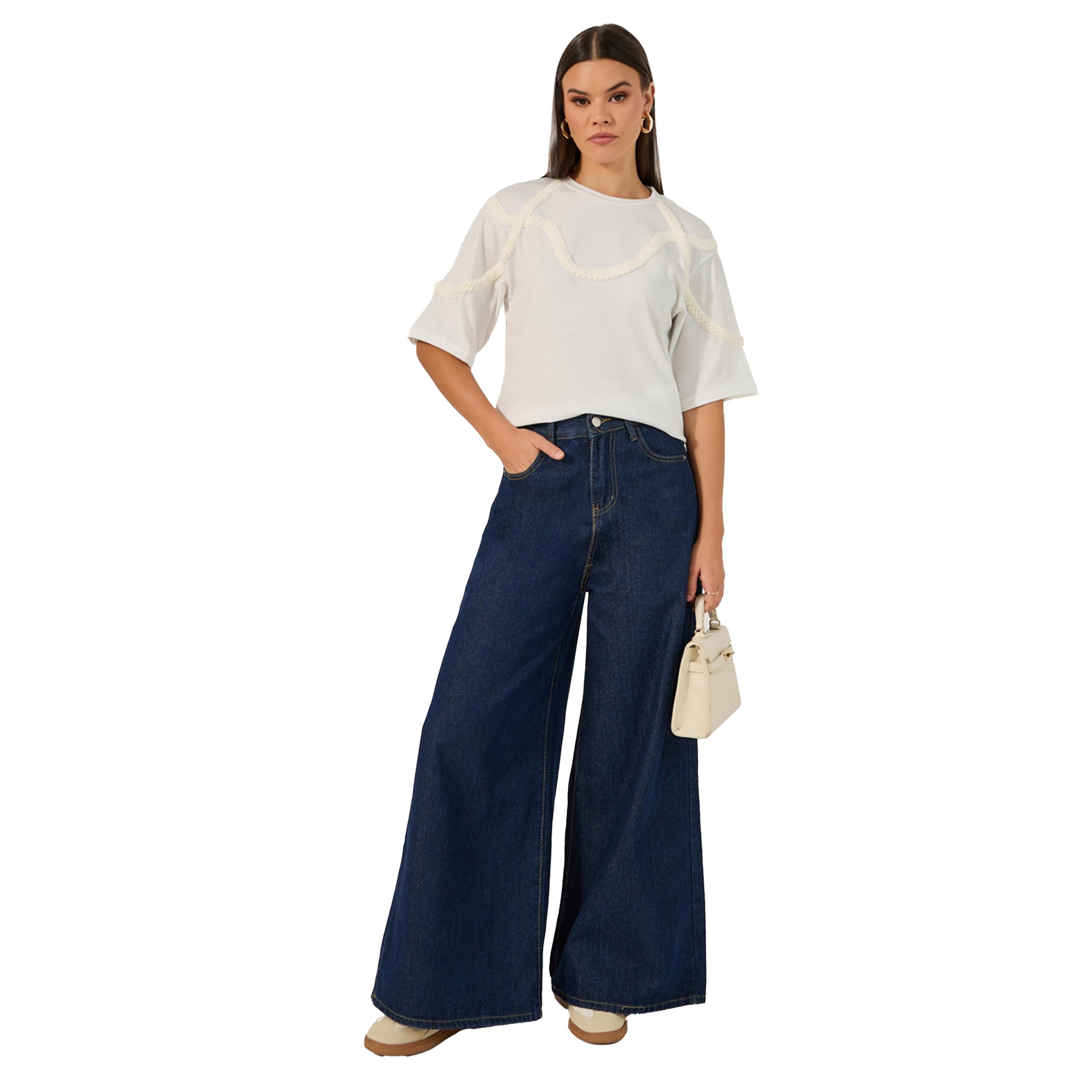 Styli Solid Knitted Round Neck Short Sleeve T-Shirt-women-clothing-tshirts-image-3