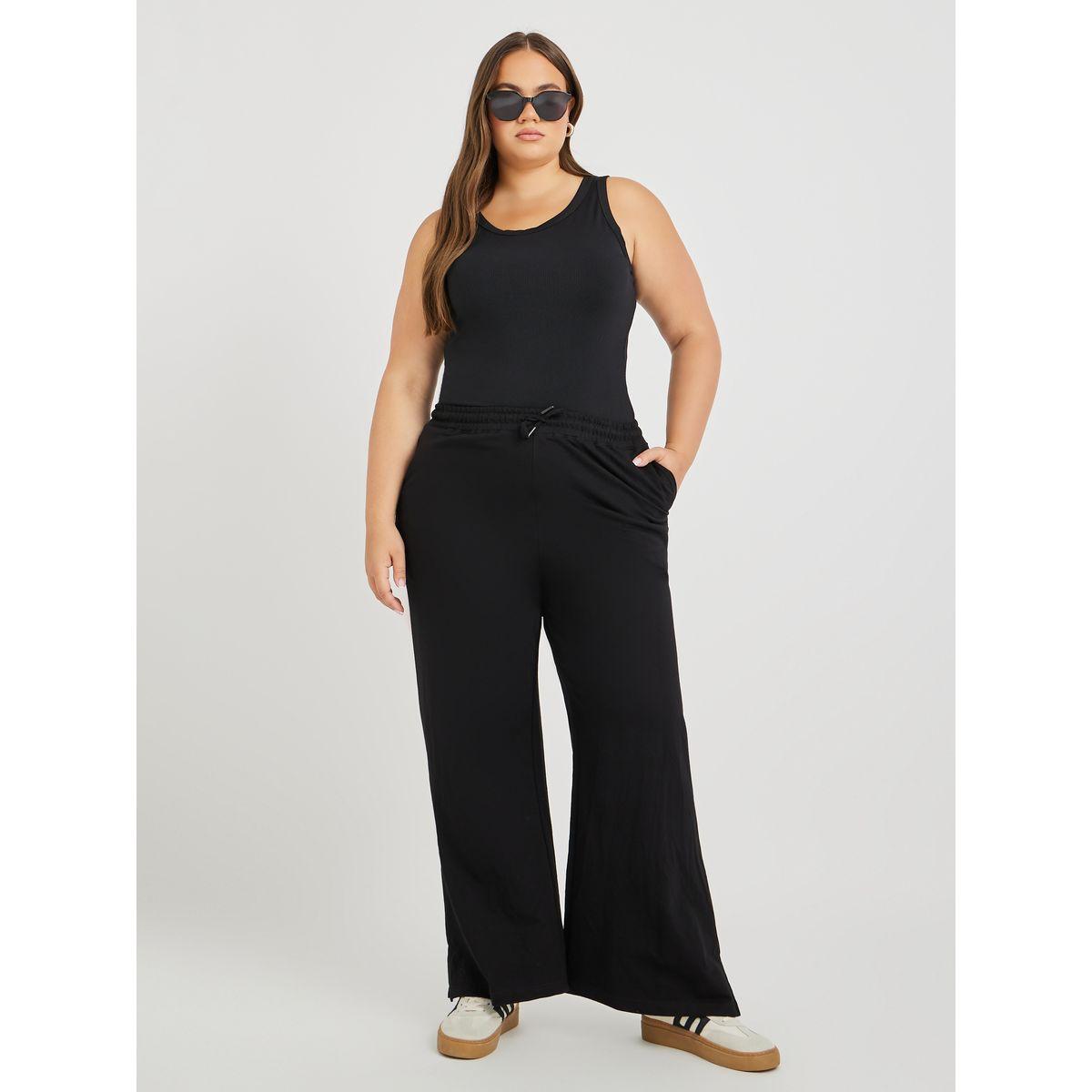 جوغر بأرجل واسعة ومقاس كبير مع رباط خصر-women-clothing-bottoms-joggers-image-1