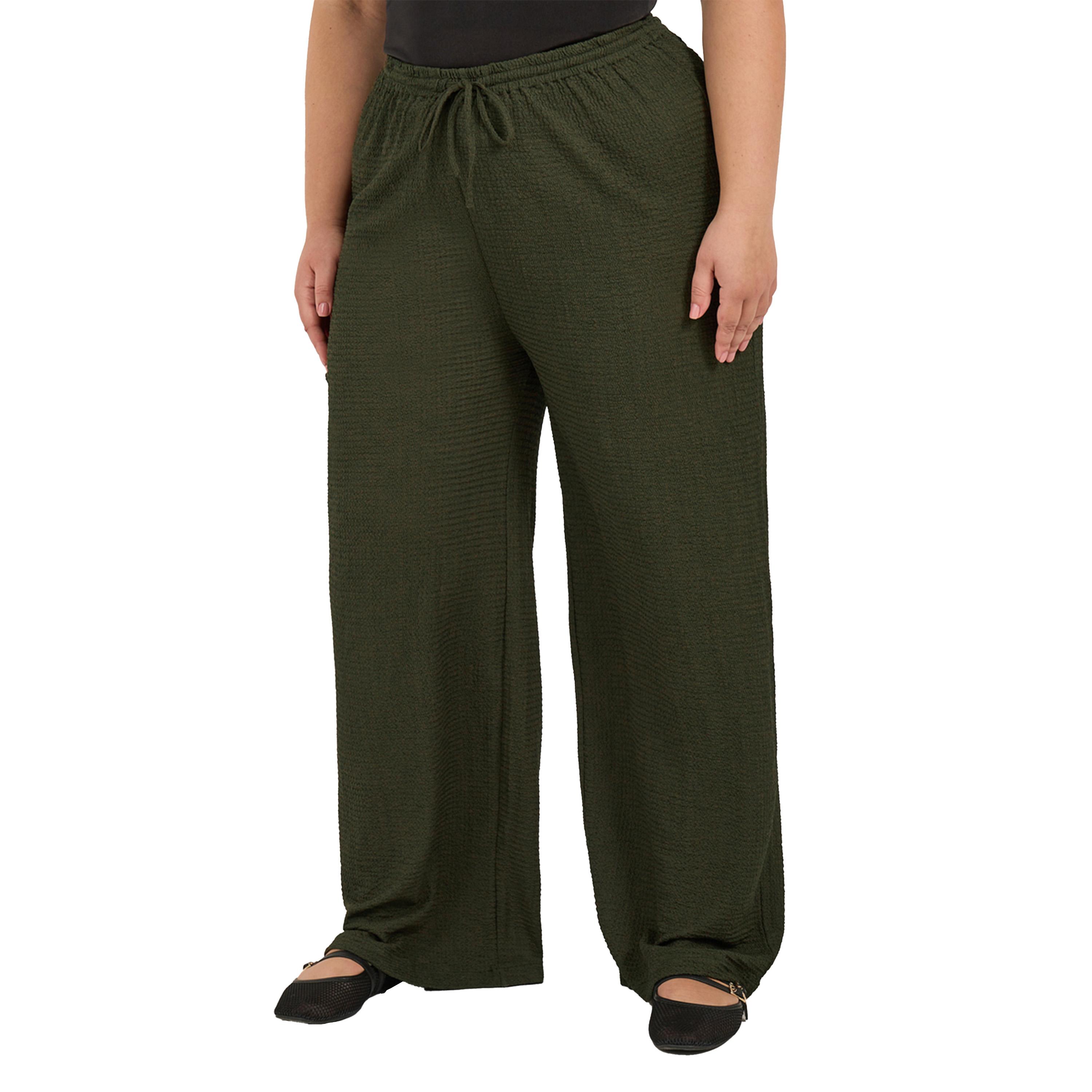 ستايلي - بنطال ساق واسعة مقاس كبير مع رباط-women-clothing-bottoms-trousers-image-3