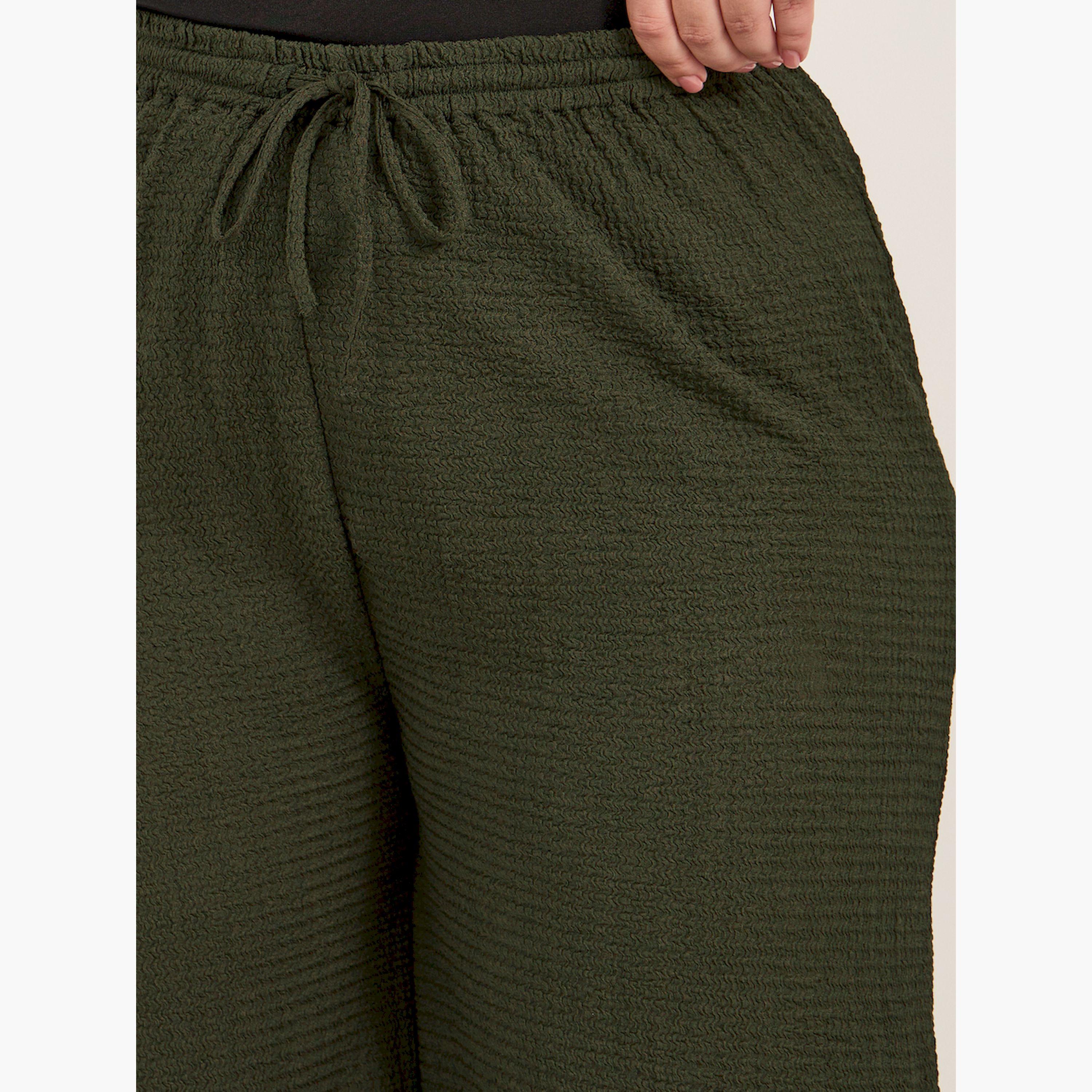 Styli Plus Size Textured Wide Leg Trousers with Drawstring-women-clothing-bottoms-trousers-image-4