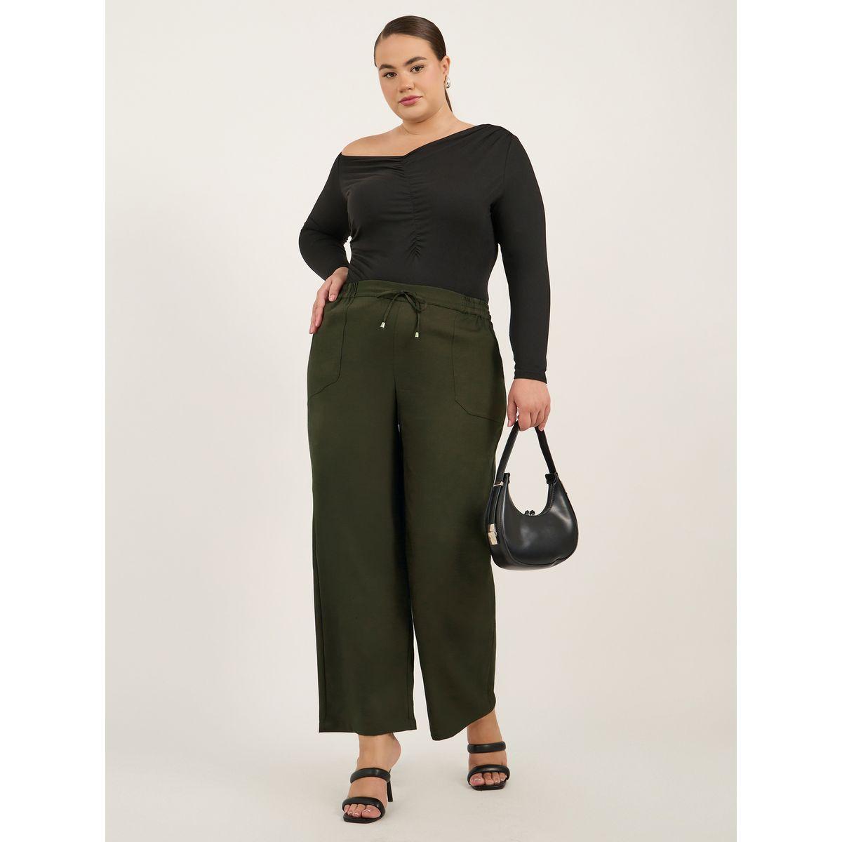 Styli Plus Size Belted Straight Leg Tapered Pants-women-clothing-bottoms-trousers-image-1