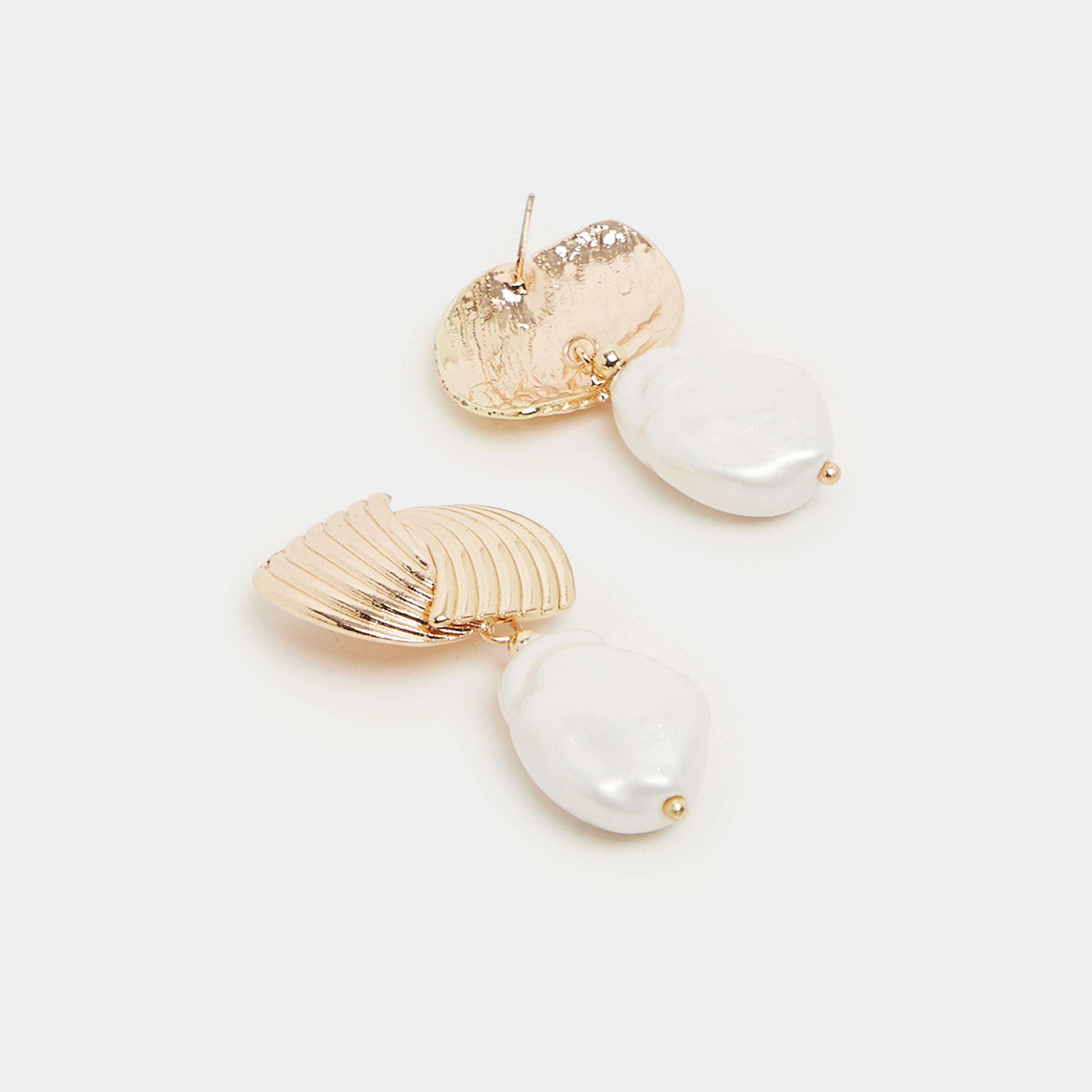 Styli Textured Pearl Drop Earrings-women-watchesandjewellery-jewellery-earrings-image-3