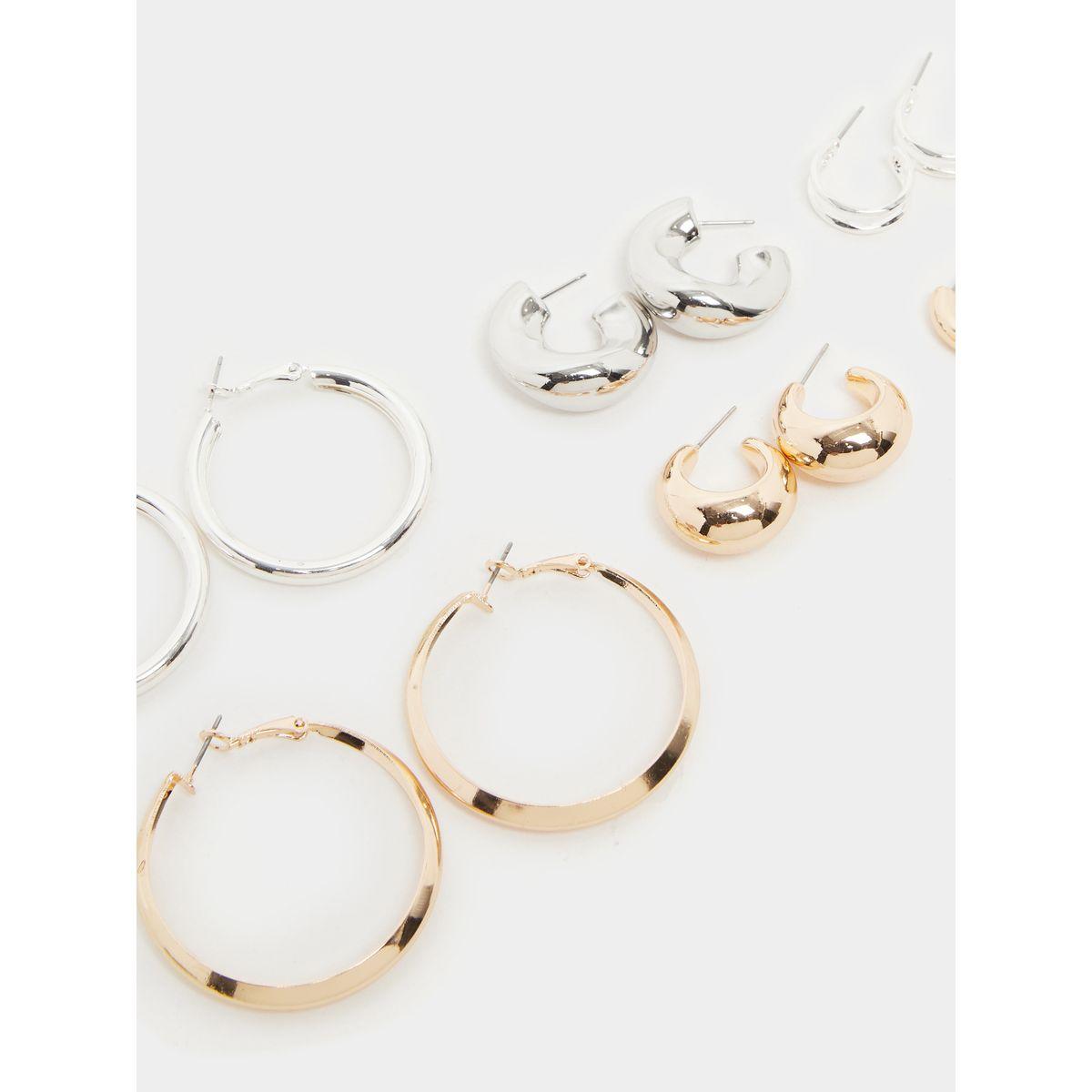 Styli Set of 6 - Plain Hoop and Half-Hoop Earrings-women-watchesandjewellery-jewellery-earrings-image-4