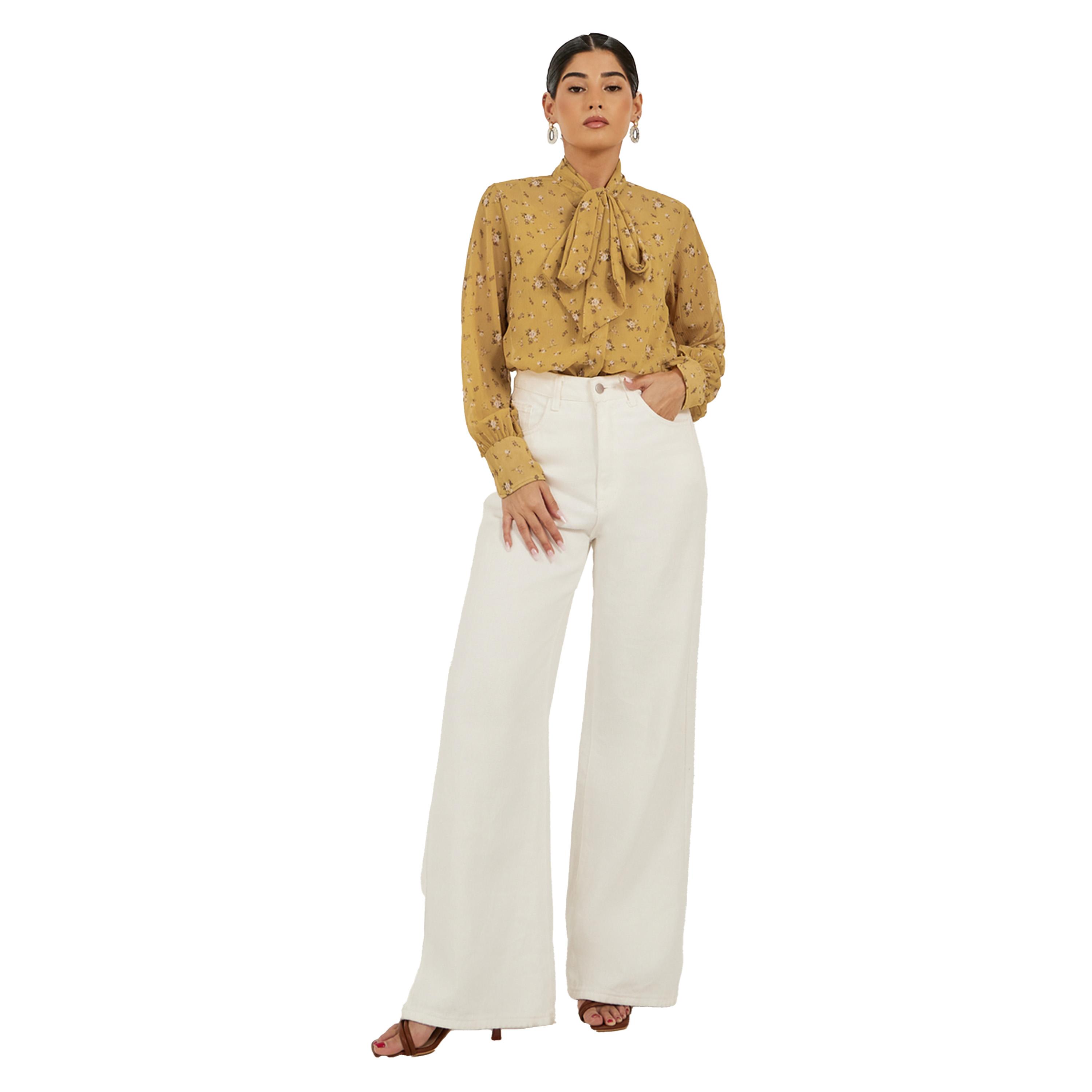 Styli Floral Print Textured Tie-Up Neck Blouse-women-clothing-shirtsandblouses-blouses-image-2