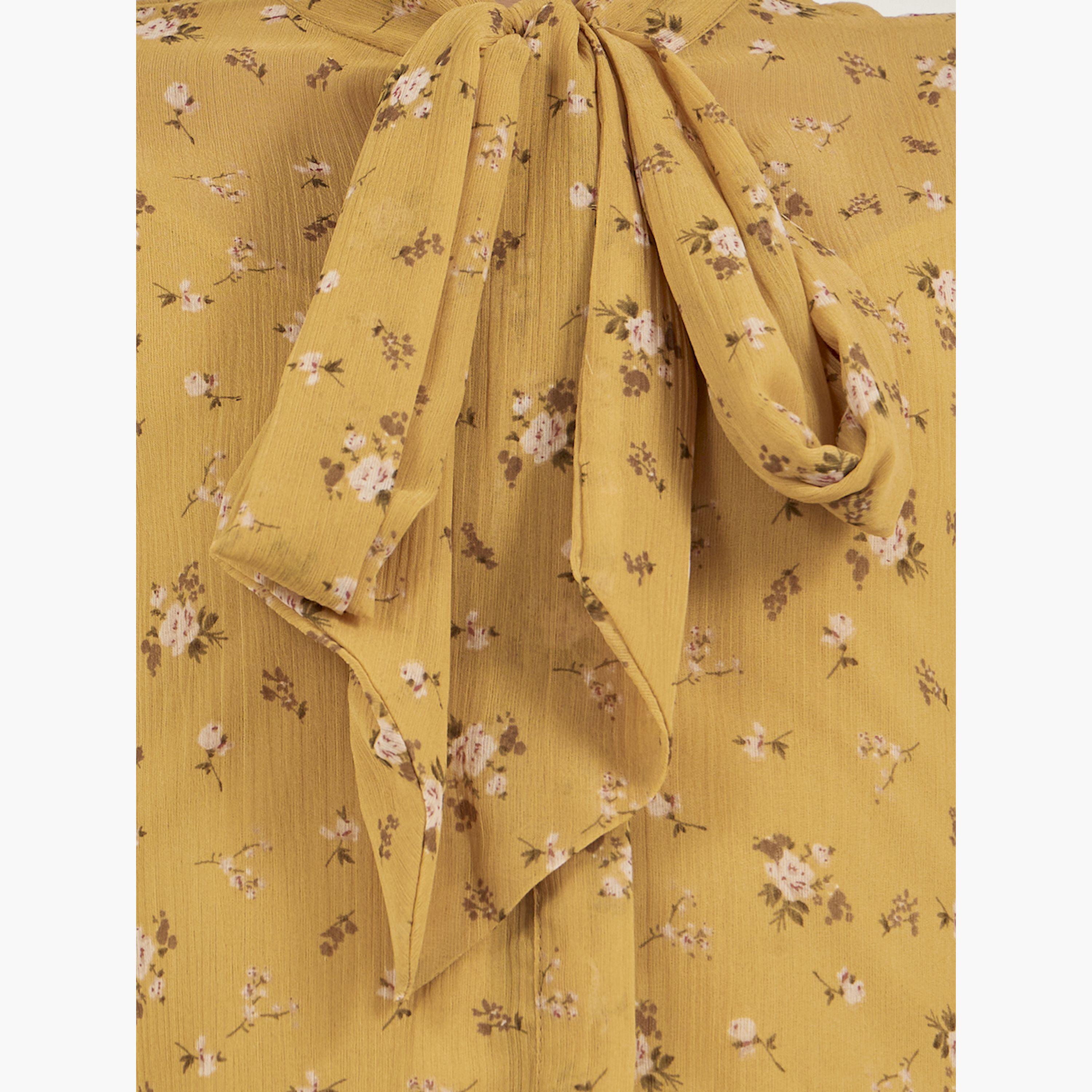 Styli Floral Print Textured Tie-Up Neck Blouse-women-clothing-shirtsandblouses-blouses-image-4