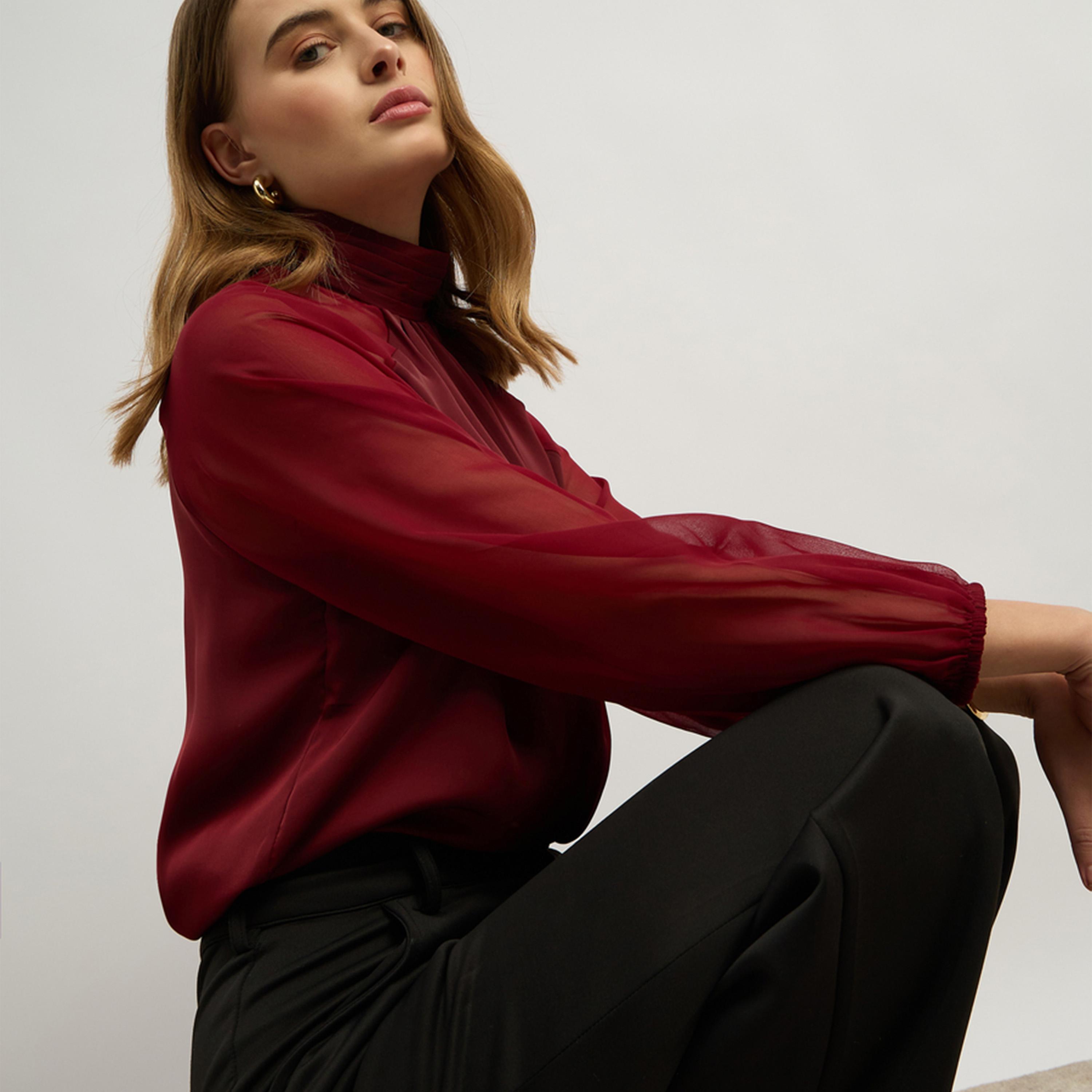 ستايلي - قميص برقبة عالية وأكمام راجلان كاملة وفتحة رقبة خلفية (بدون بلوزة داخلية)-women-clothing-tshirts-image-6