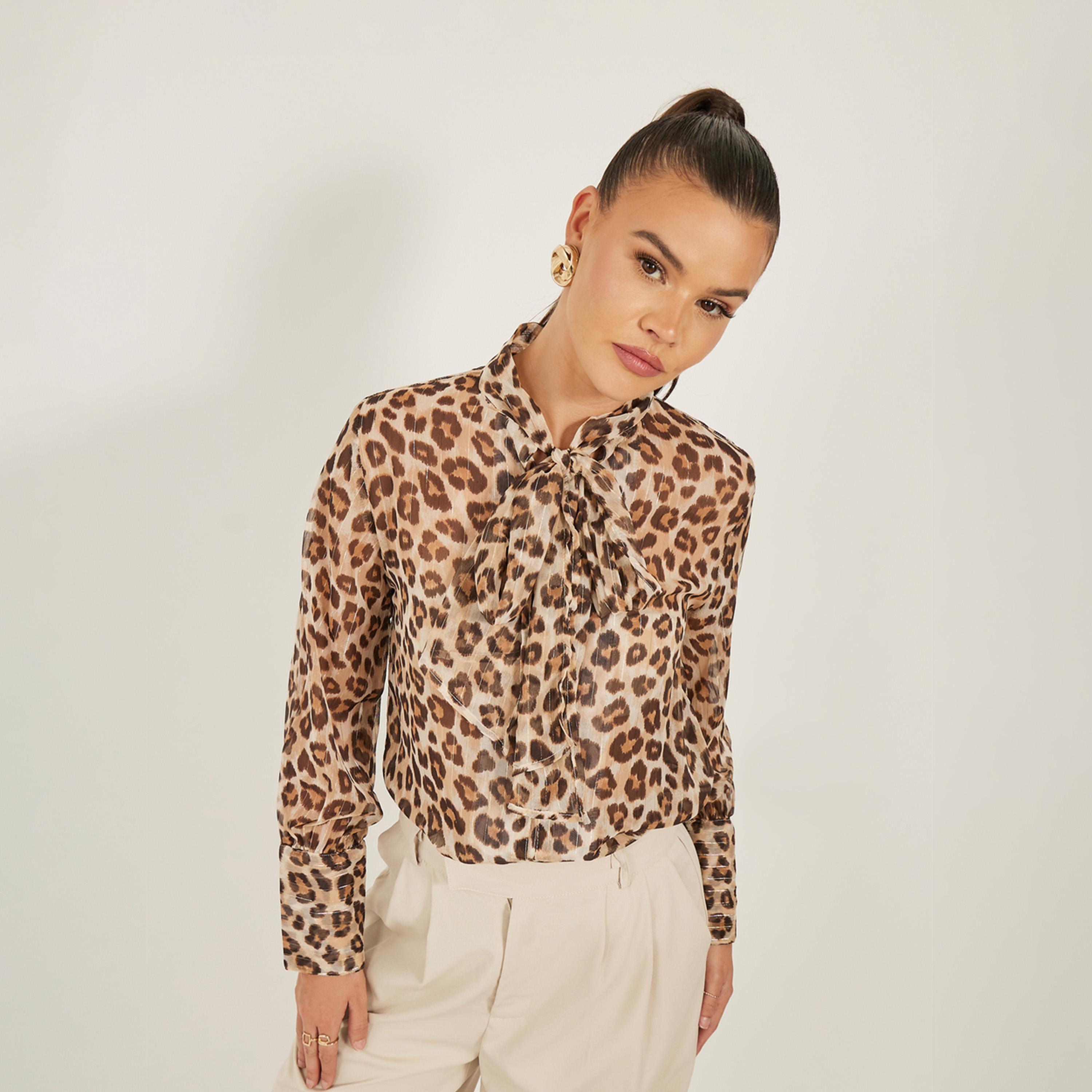 Styli Animal Printed Long Sleeves Button Front Blouse-women-clothing-shirtsandblouses-blouses-image-1