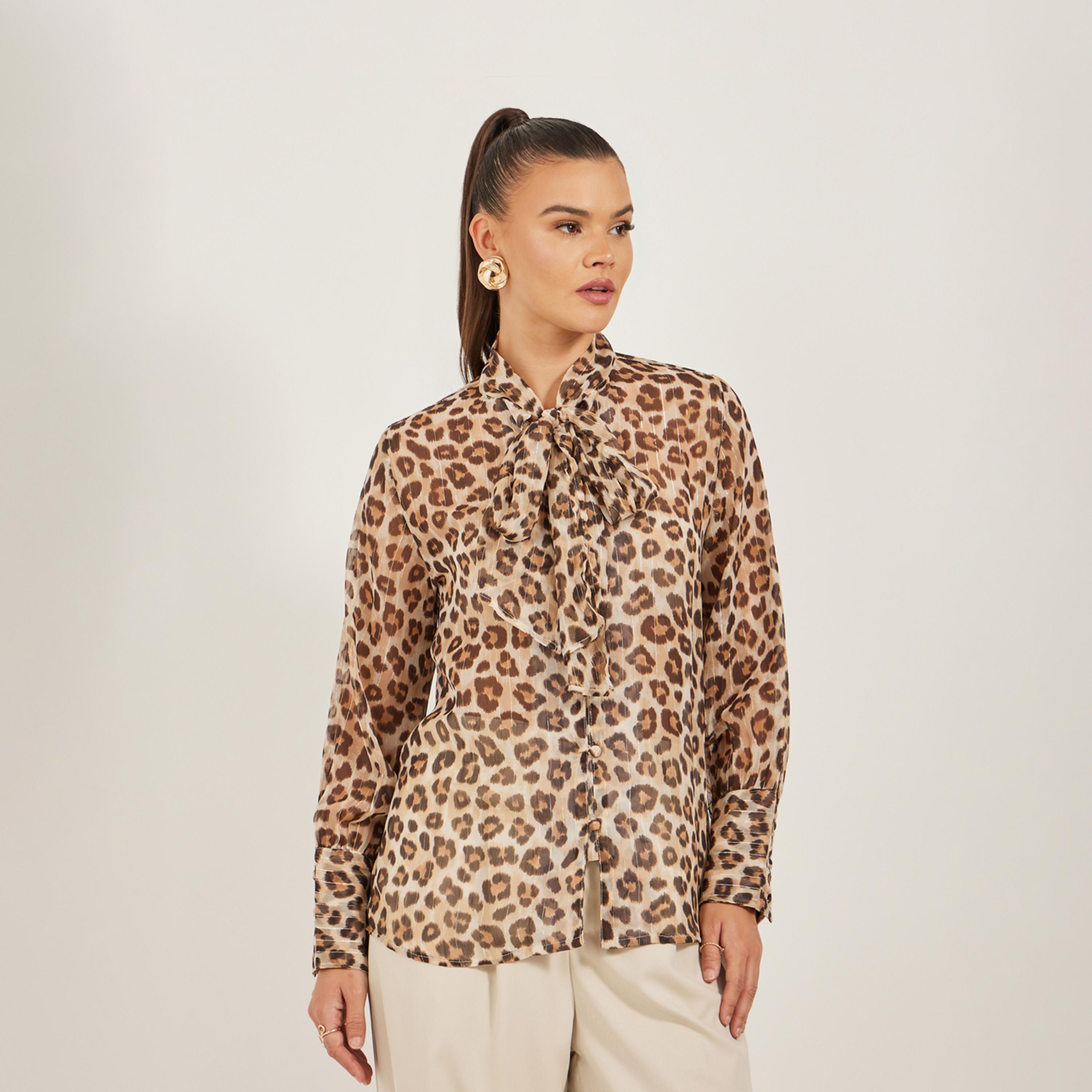 Styli Animal Printed Long Sleeves Button Front Blouse-women-clothing-shirtsandblouses-blouses-image-3