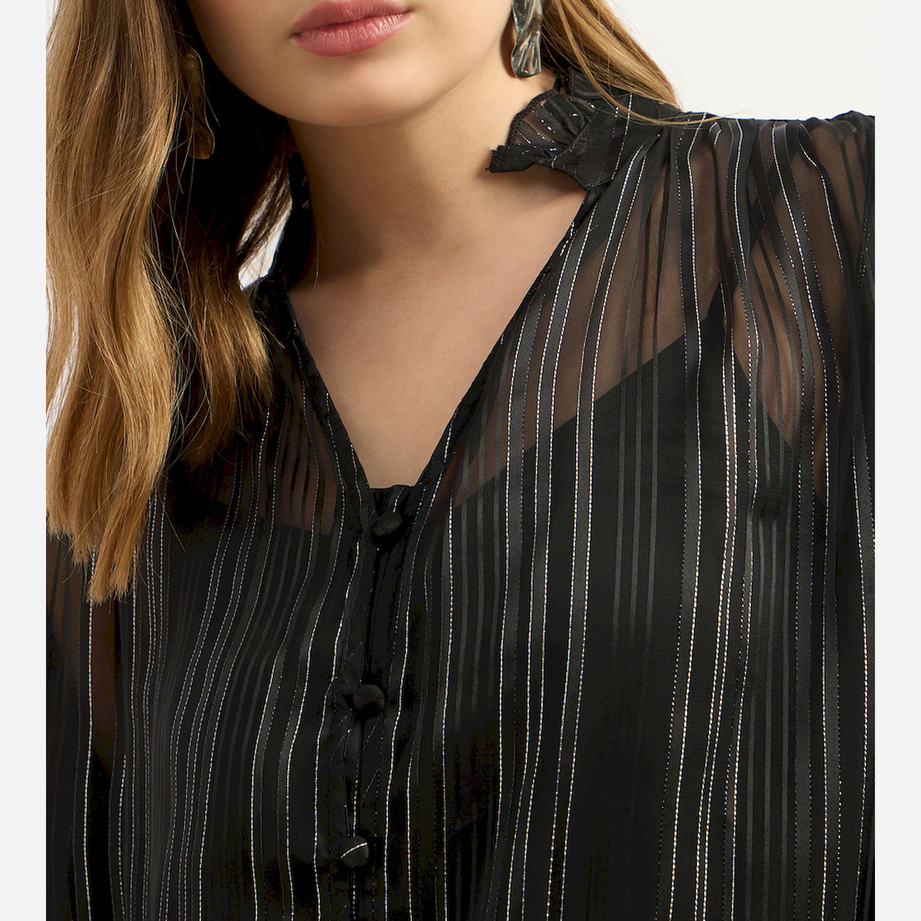 ستايلي - بلوزة فضفاضة بفتحة رقبة على شكل حرف V وأكمام منفوخة (بدون قميص داخلي)-women-clothing-tshirts-image-4