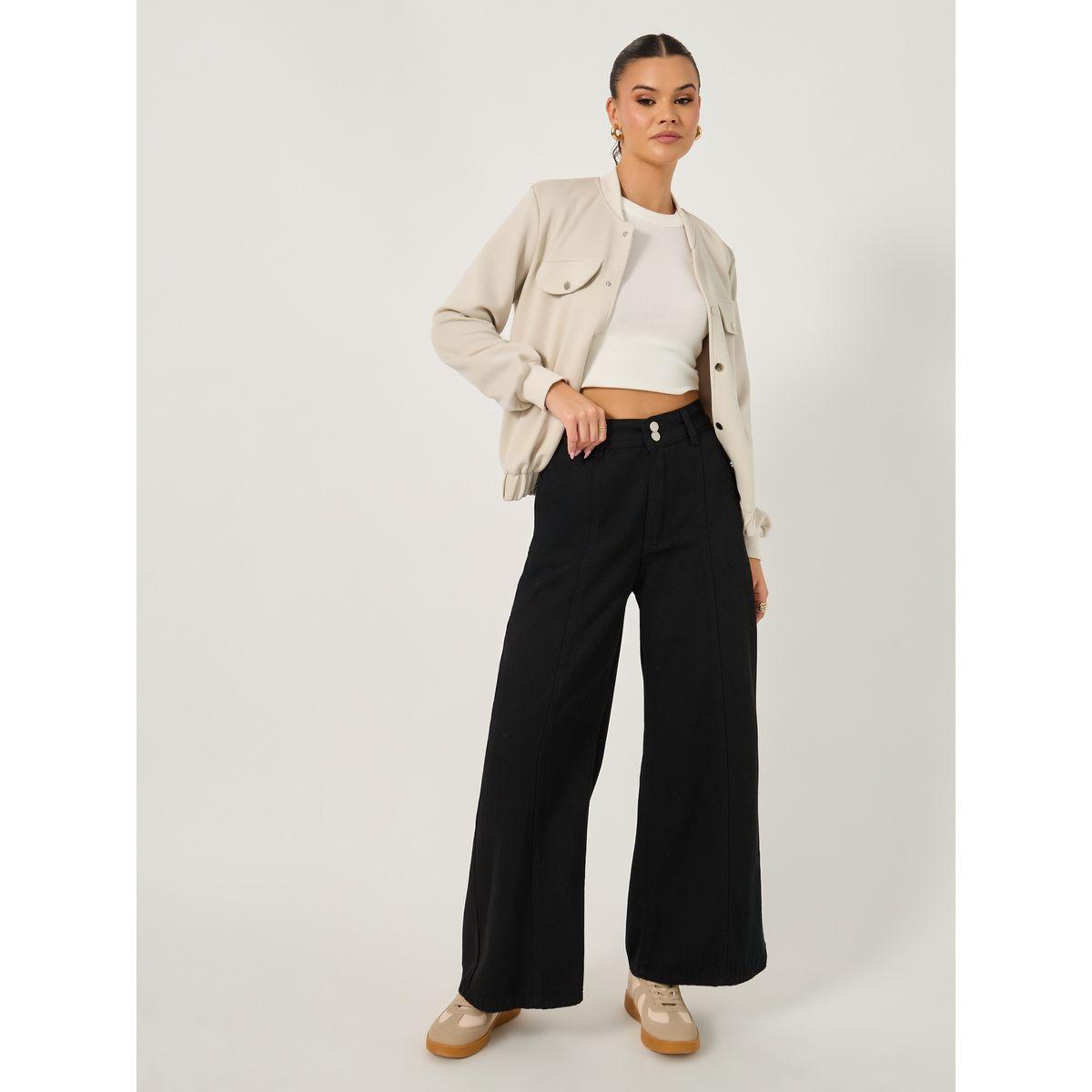 جينز واسع الأرجل مع تفاصيل كسرات وأزرار-women-clothing-bottoms-jeans-image-1