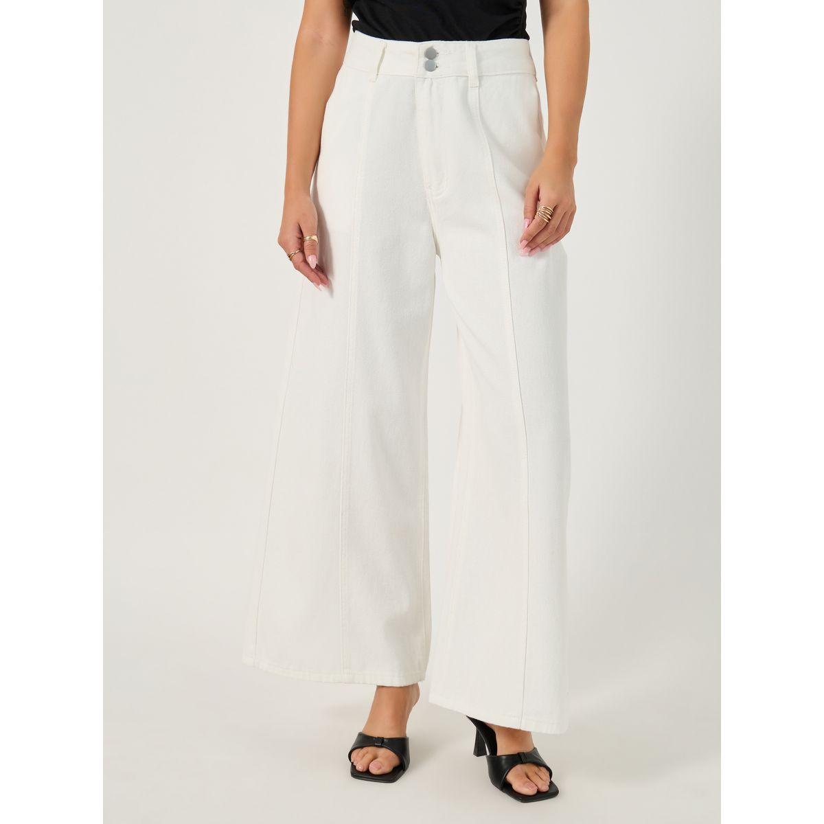Pintuck Details Wide Leg Jeans with Buttons-women-clothing-bottoms-jeans-image-2