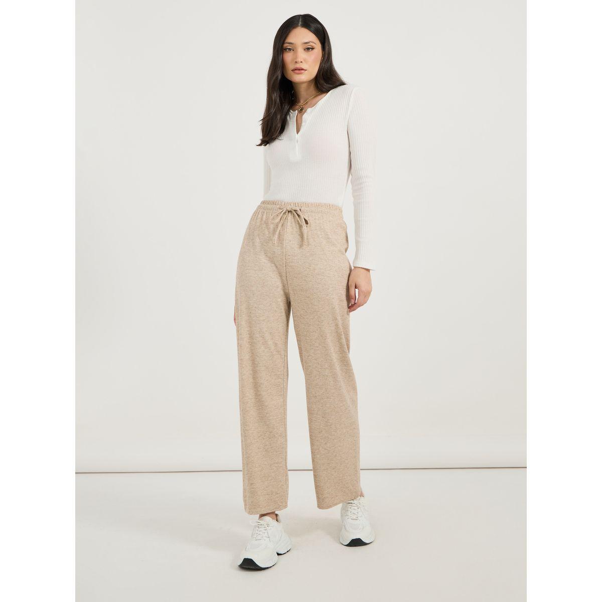 Styli Solid Straight Leg Joggers with Drawstring-women-clothing-bottoms-joggers-image-1