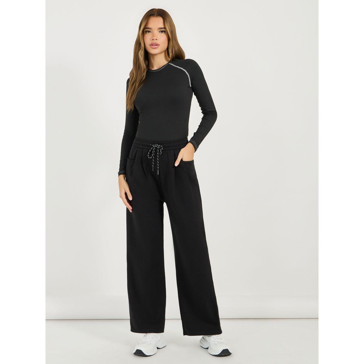 جوغر سادة بأرجل واسعة ورباط خصر-women-clothing-bottoms-joggers-image-1