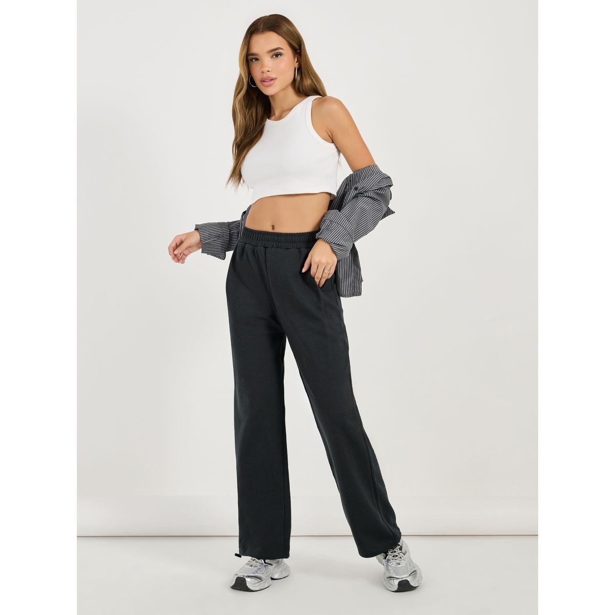 جوغر سادة بأرجل واسعة وخصر مطاطي-women-clothing-bottoms-joggers-image-1