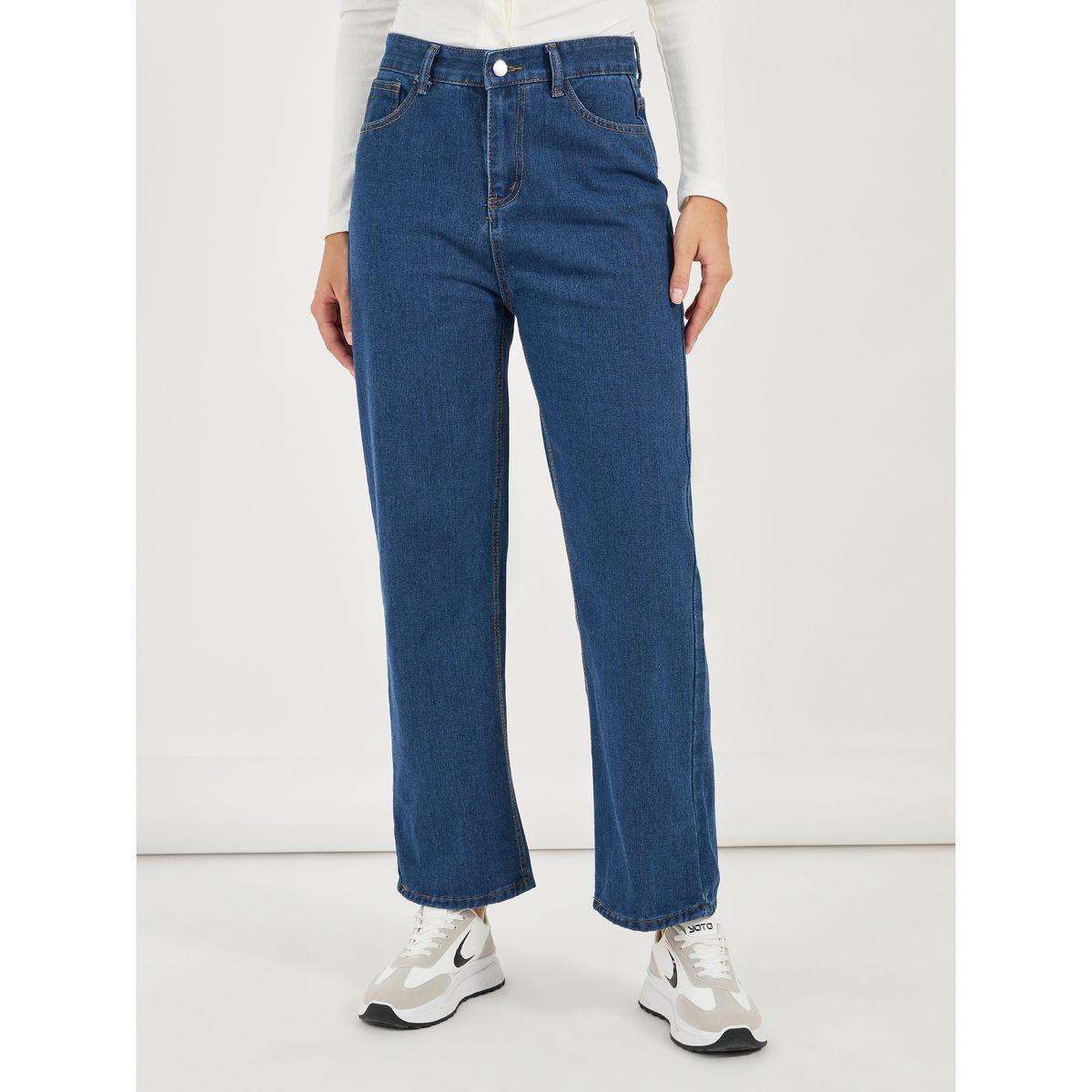 Styli Solid High Rise Straight Leg Jeans-women-clothing-bottoms-jeans-image-2