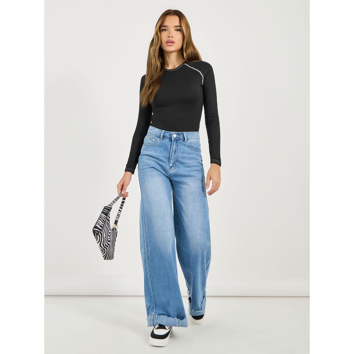جينز بأرجل واسعة وخصر عالي-women-clothing-bottoms-jeans-image-1