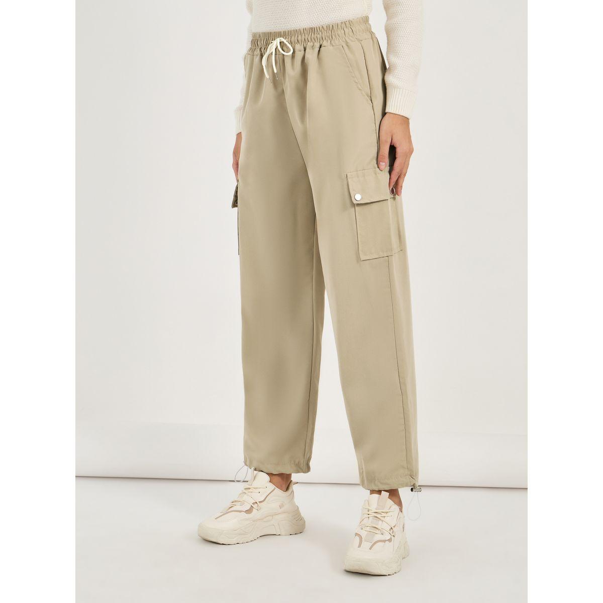 Styli Solid Elasticated Waistband Cargo Joggers with Drawstring-women-clothing-bottoms-joggers-image-2