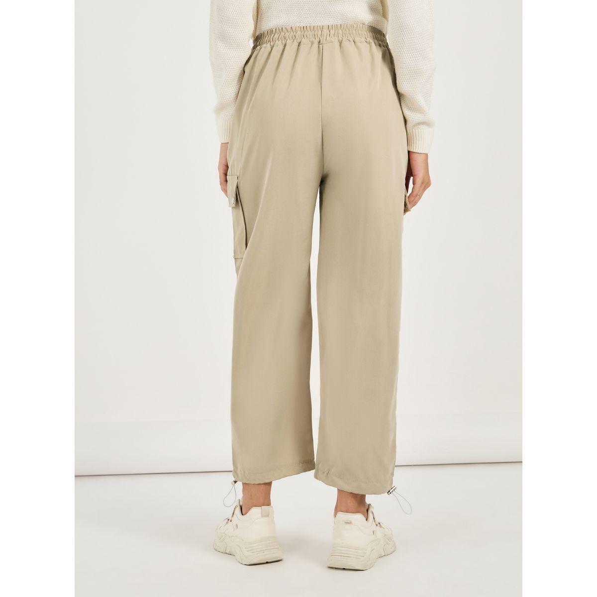 Styli Solid Elasticated Waistband Cargo Joggers with Drawstring-women-clothing-bottoms-joggers-image-4