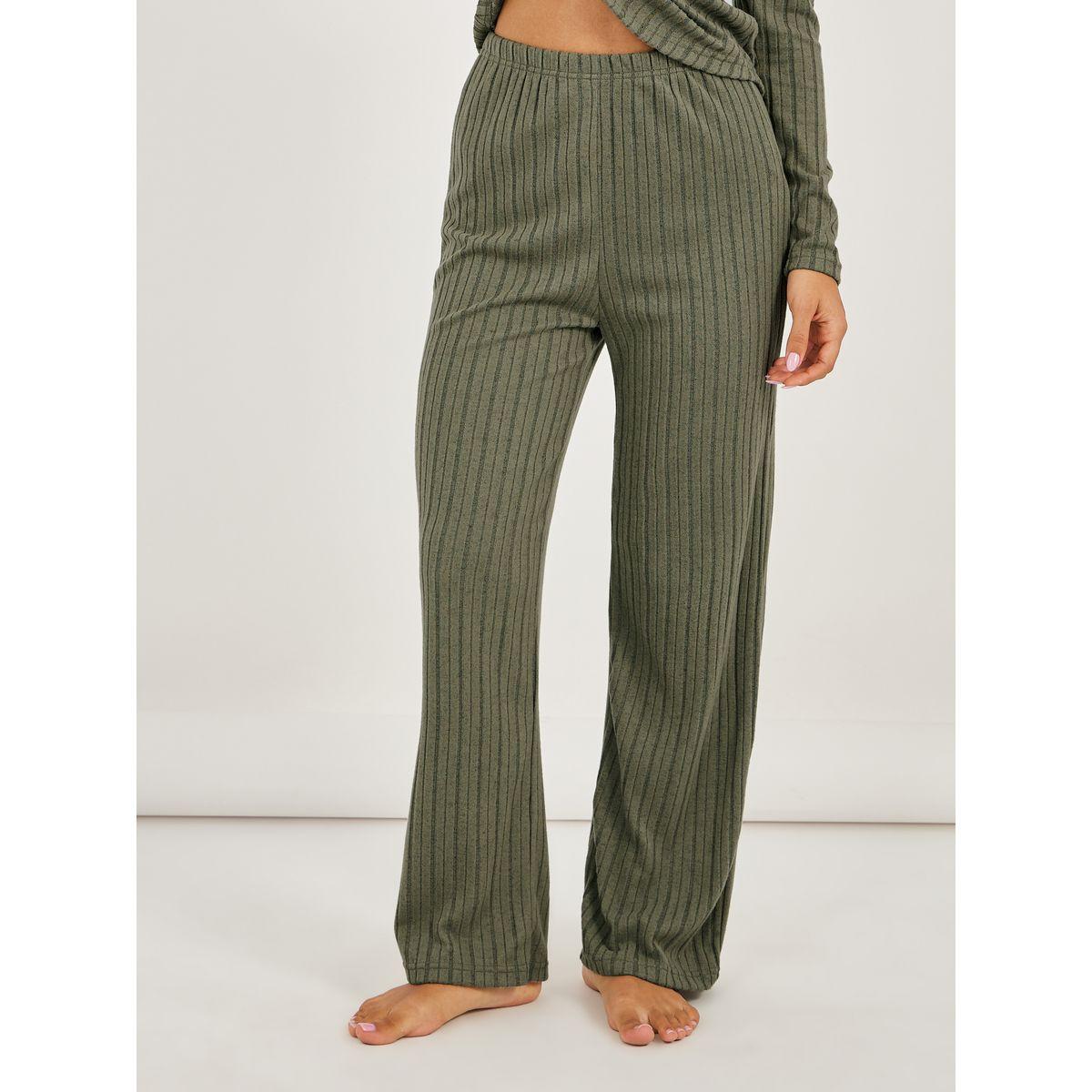 Styli Rib Button Front Notch Neck Pocket Top and Pyjama Set-women-clothing-nightwear-pyjamas-longsets-image-5