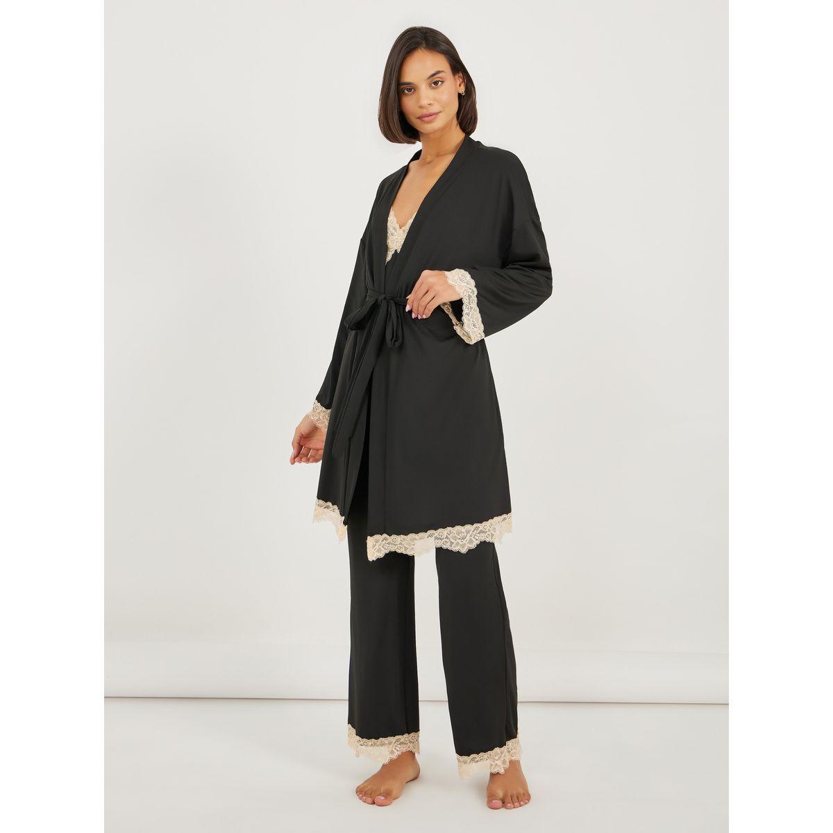 طقم من بنطال بيجاما مع بلوزة كامي وروب-women-clothing-nightwear-pyjamas-longsets-image-2