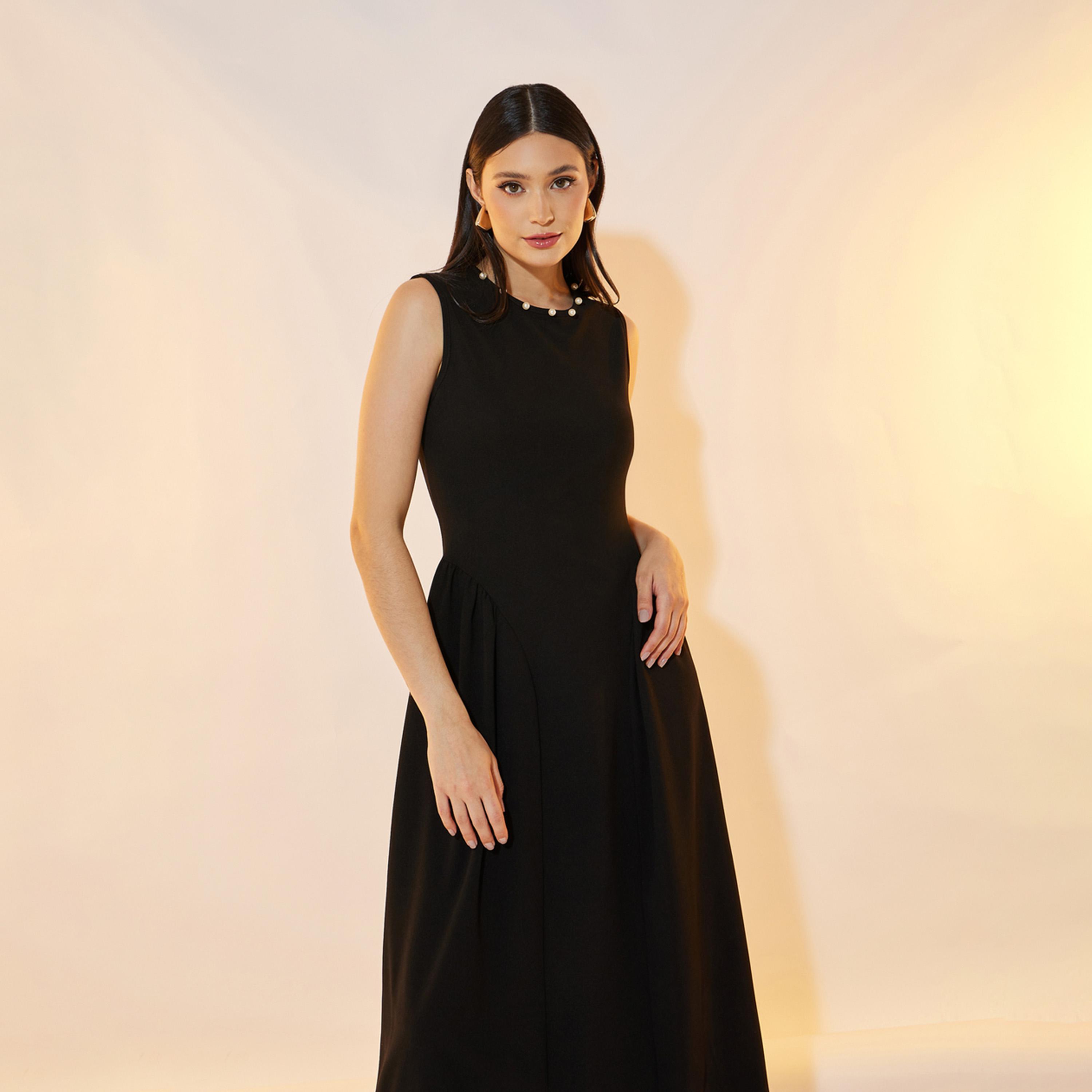 فستان طويل بلا أكمام مزين بلؤلؤ صناعي-women-clothing-dresses-image-5