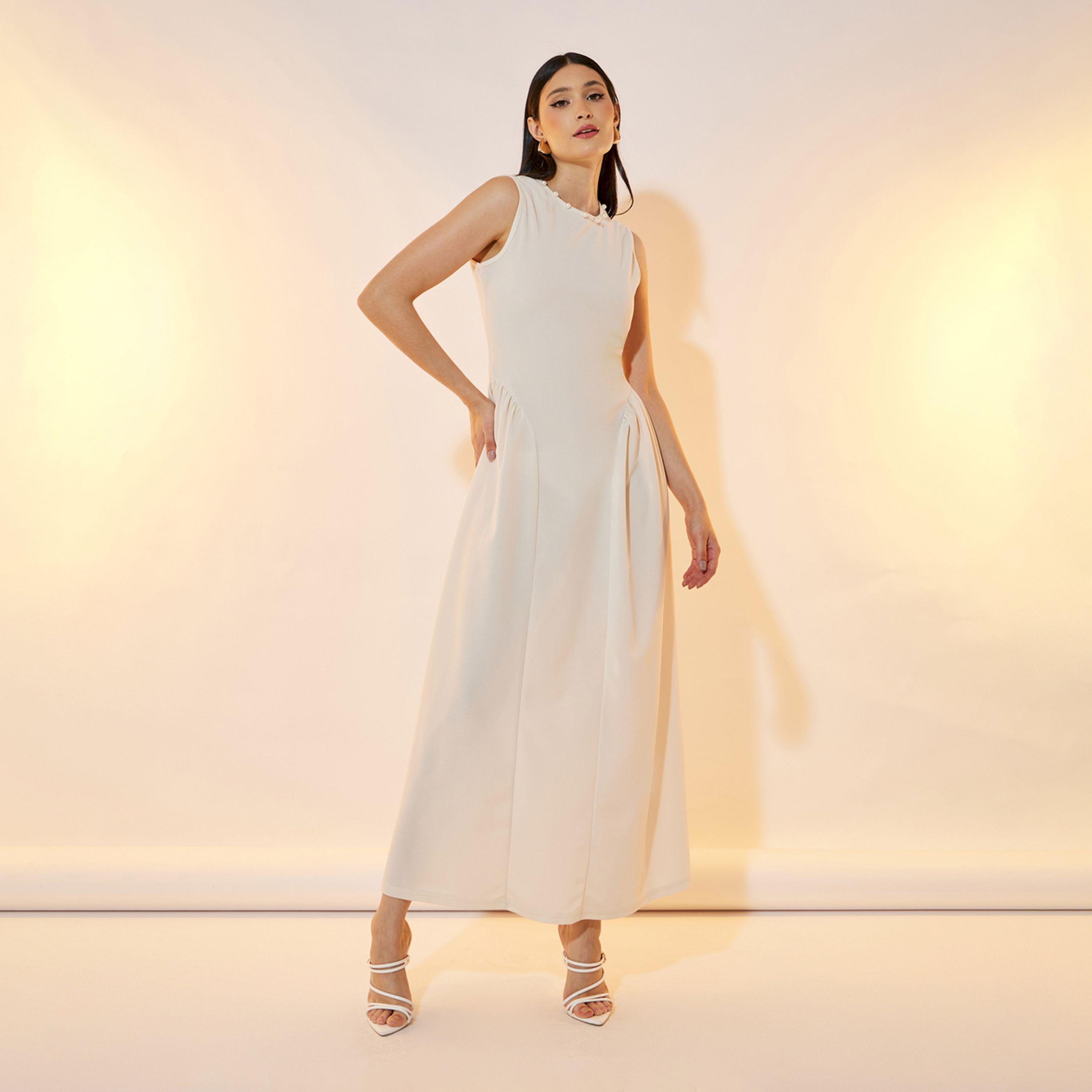 Take Two Faux Pearl Detail Sleeveless A-Line Maxi Dress-women-clothing-dresses-image-4