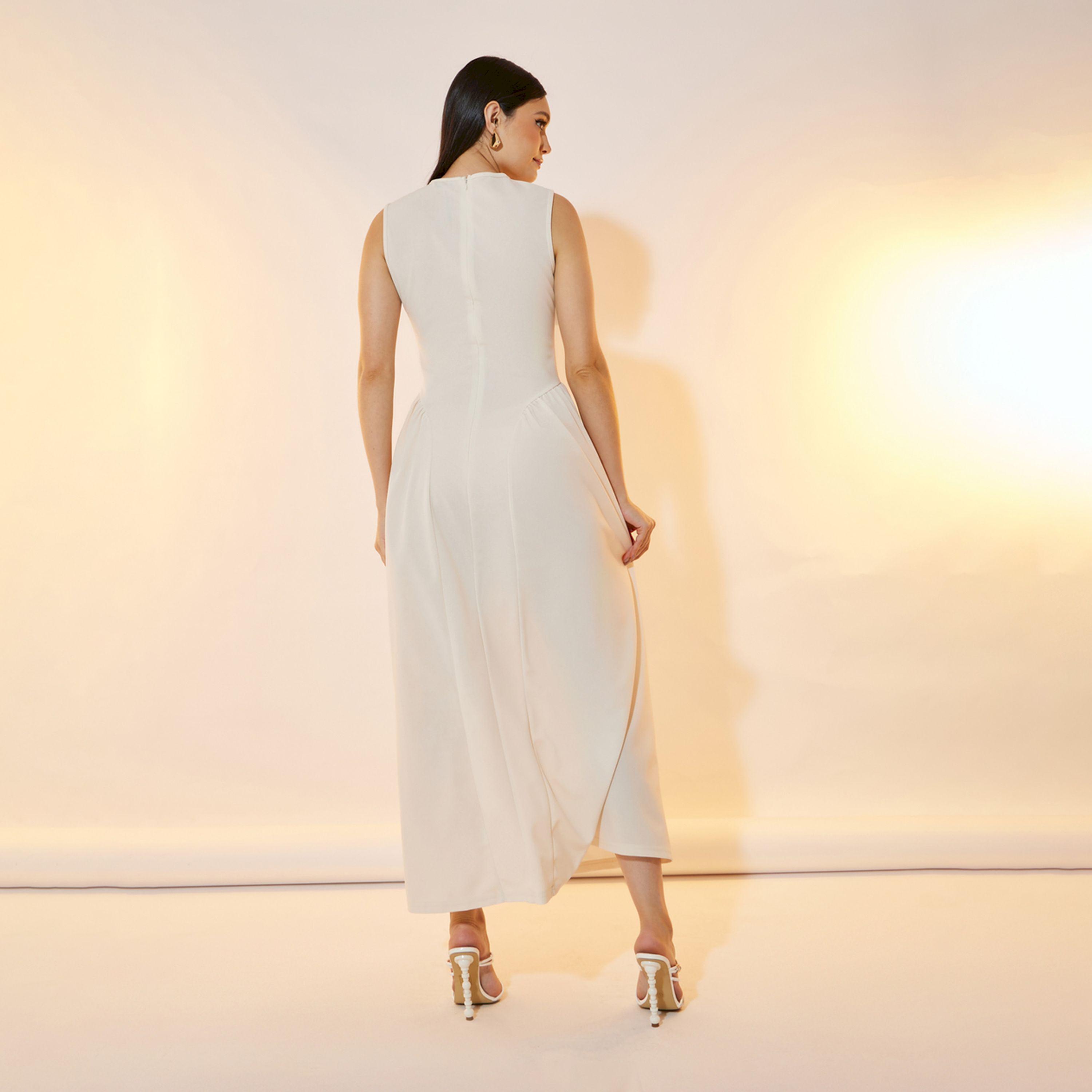 تيك تو - فستان ماكسي بدون أكمام بقصة A مع تفاصيل لؤلؤ صناعي-women-clothing-dresses-image-6