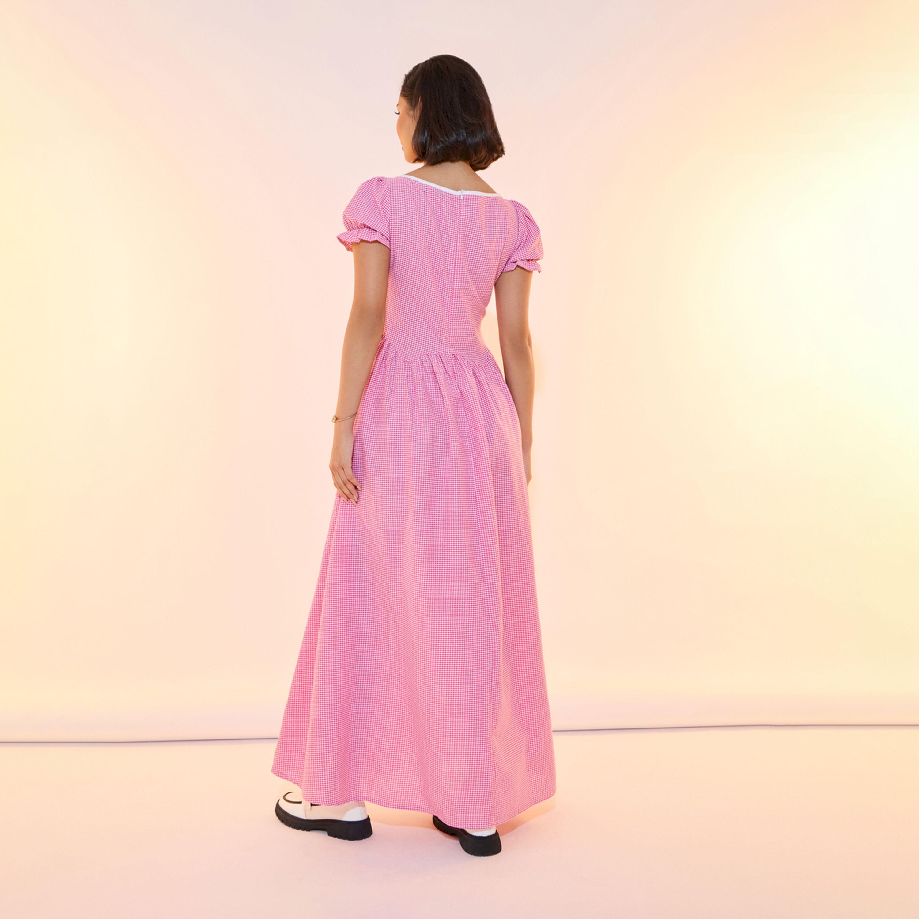 Take Two Gingham Check A-Line Maxi Dress with Bow Detail-women-clothing-dresses-image-6