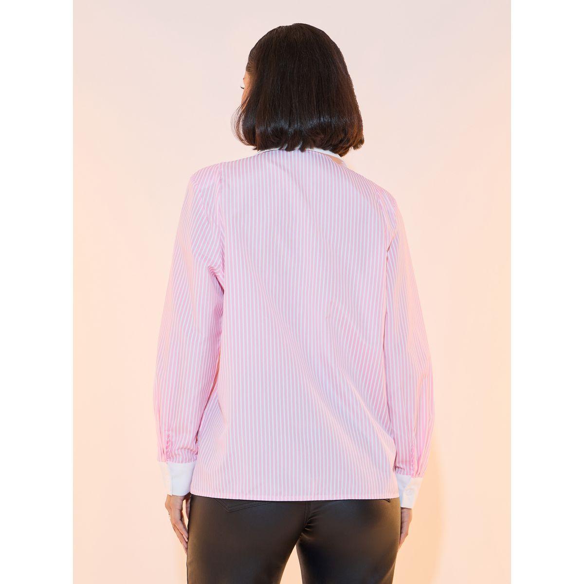 Take Two Striped Contrast Trim Long Sleeve Collared Shirt-women-clothing-shirtsandblouses-shirts-image-4