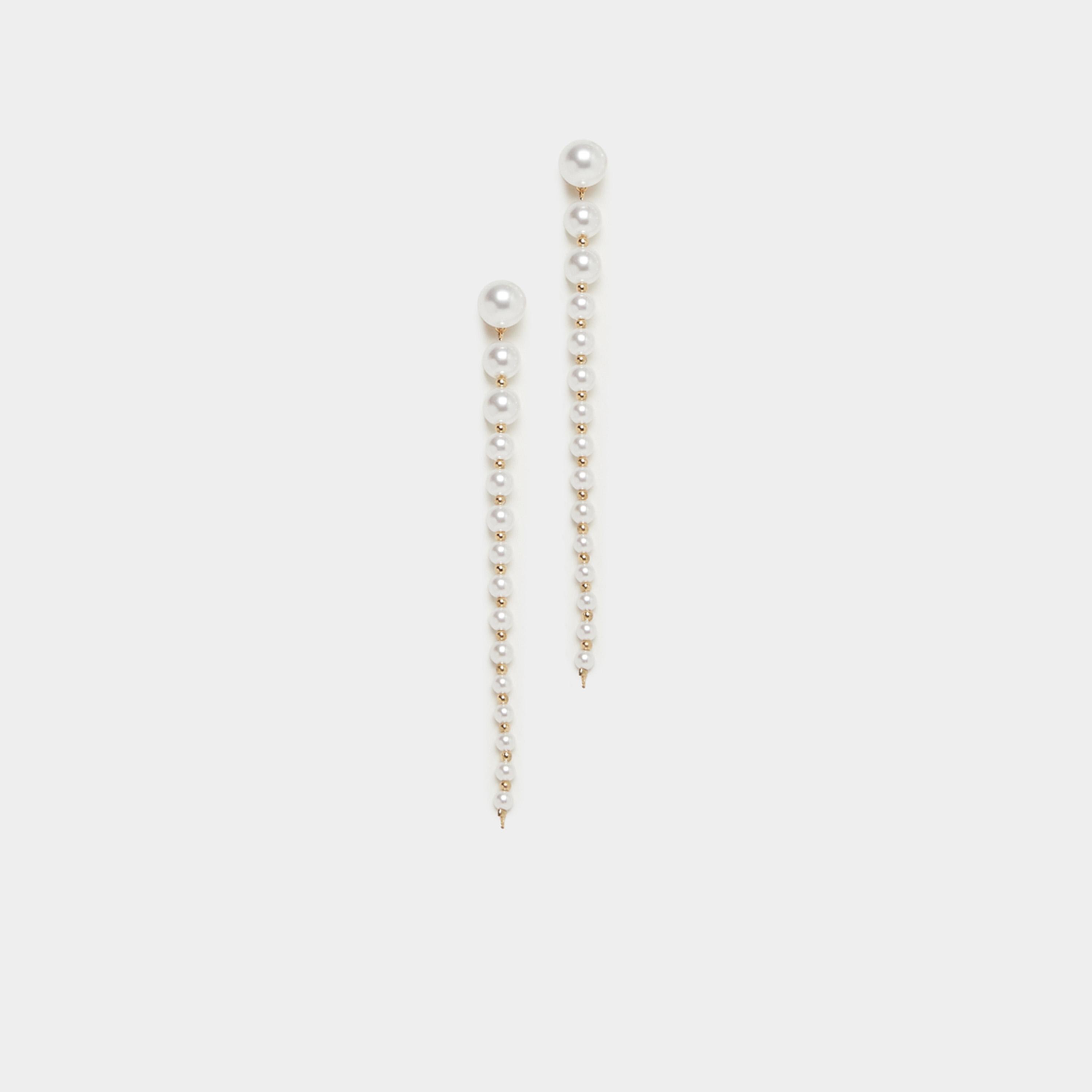 Styli Multi Faux Pearl Detail Dangle Earrings-women-watchesandjewellery-jewellery-earrings-image-1