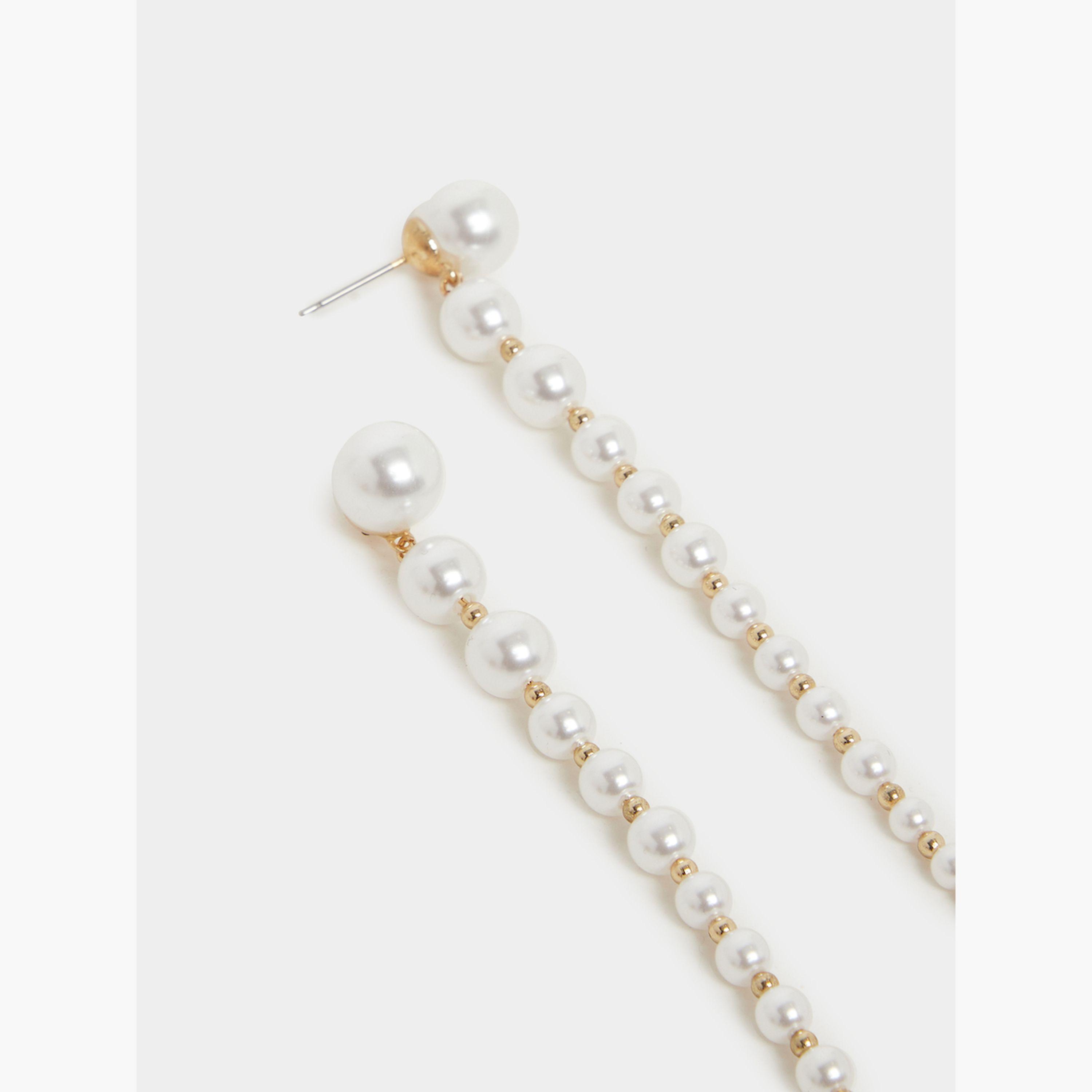 Styli Multi Faux Pearl Detail Dangle Earrings-women-watchesandjewellery-jewellery-earrings-image-3