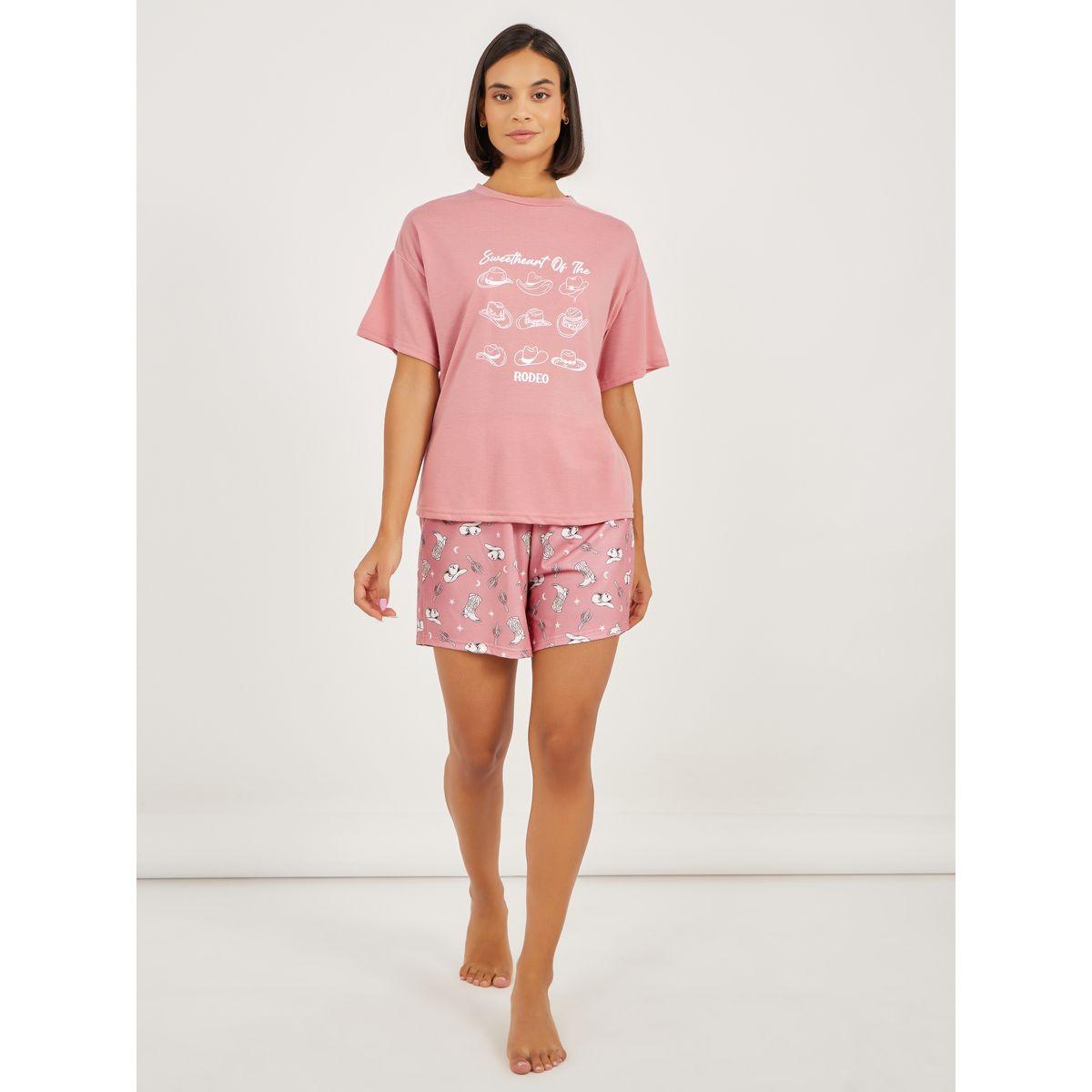 Styli Sweetheart Of The Rodeo Print T-Shirt and Shorts Set-women-clothing-nightwear-pyjamas-shortsets-image-2