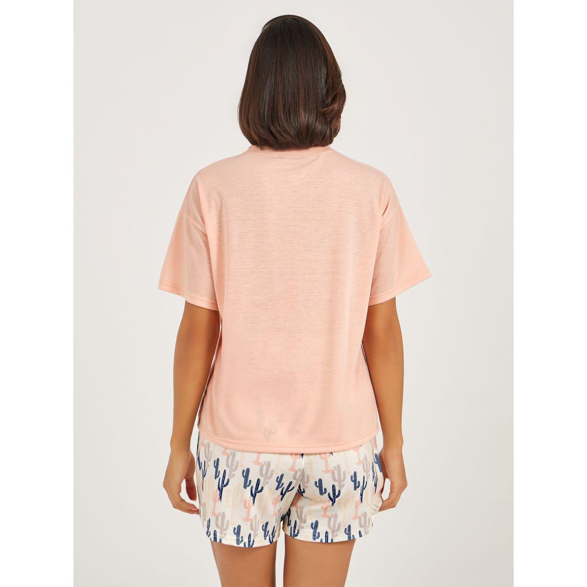 Styli Be Wild Graphic T-Shirt and Cactus Print Shorts Set-women-clothing-nightwear-pyjamas-shortsets-image-6