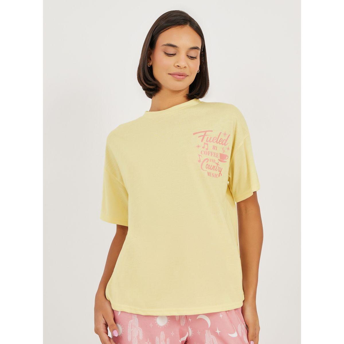 Styli Coffee and Country Graphic T-Shirt and Moon Print Pyjama Set-women-clothing-nightwear-pyjamas-longsets-image-2
