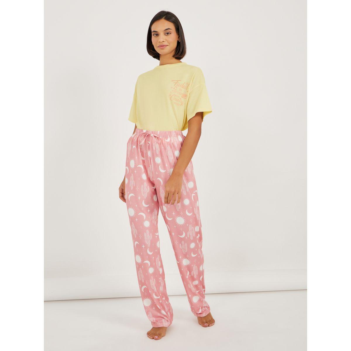 Styli Coffee and Country Graphic T-Shirt and Moon Print Pyjama Set-women-clothing-nightwear-pyjamas-longsets-image-4