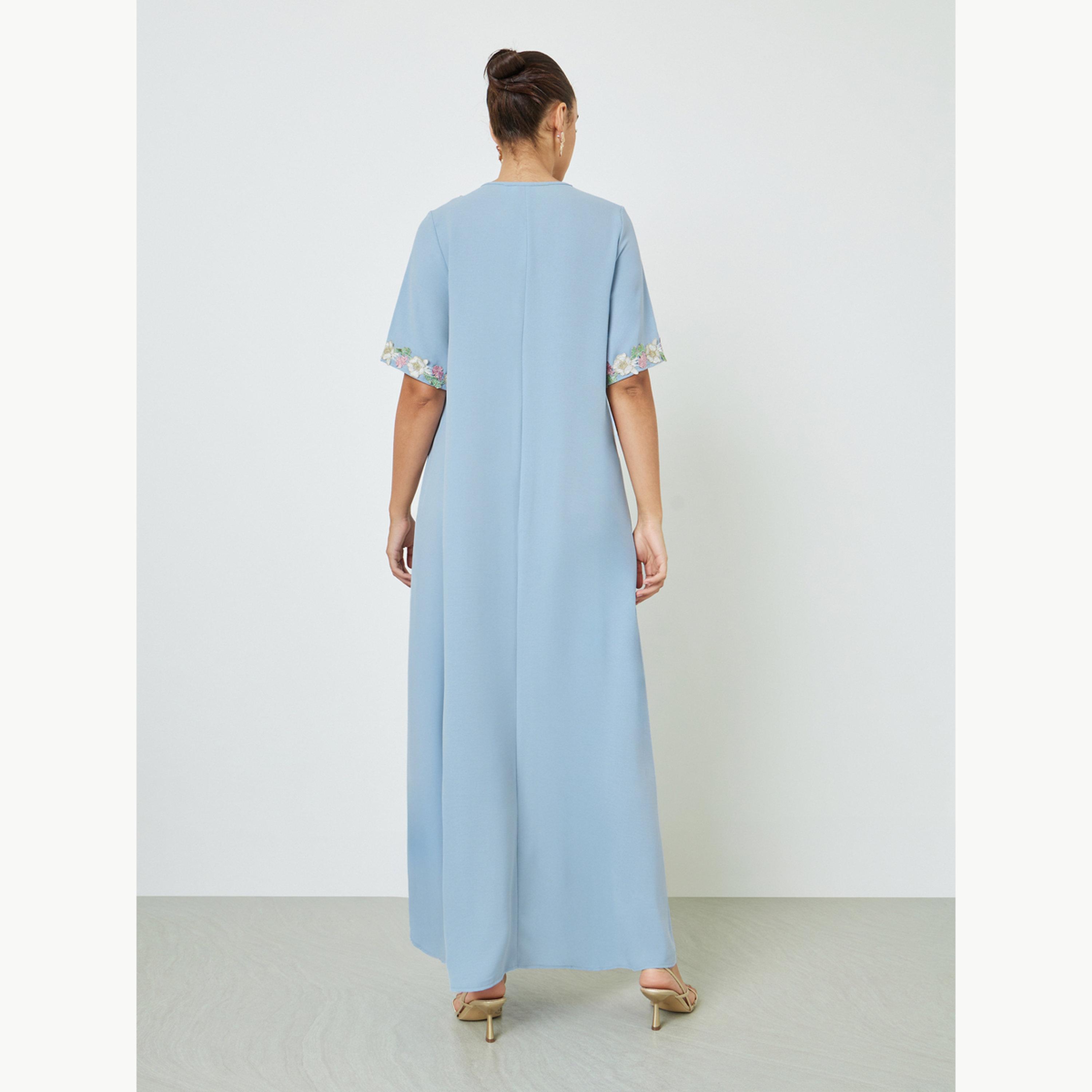 جلابية بحواف دانتيل ونمط زهور-women-arabicclothing-jalabiyas-image-4