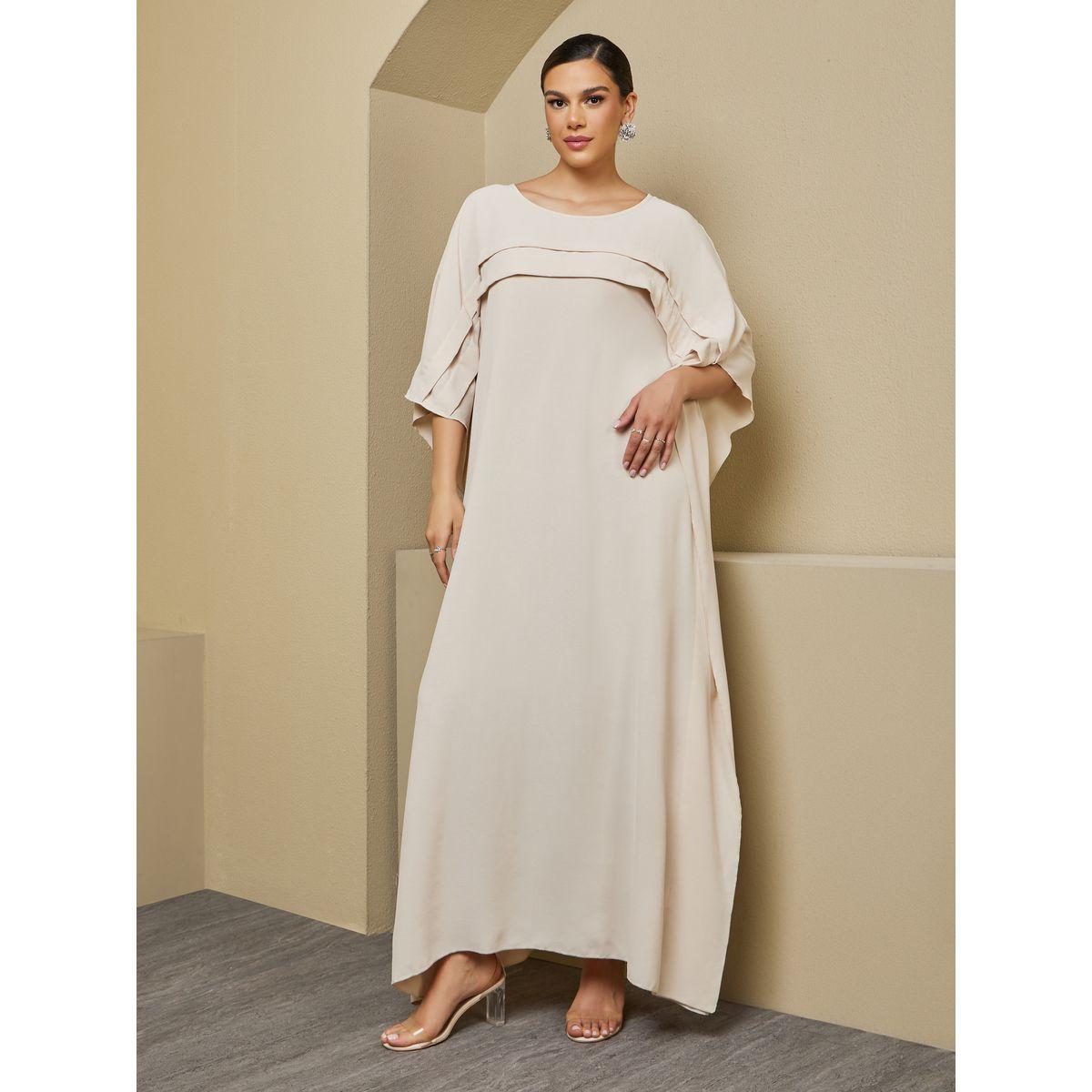 قفطان بتفاصيل بارزة الملمس مزين بكسرات-women-arabicclothing-kaftan-image-1