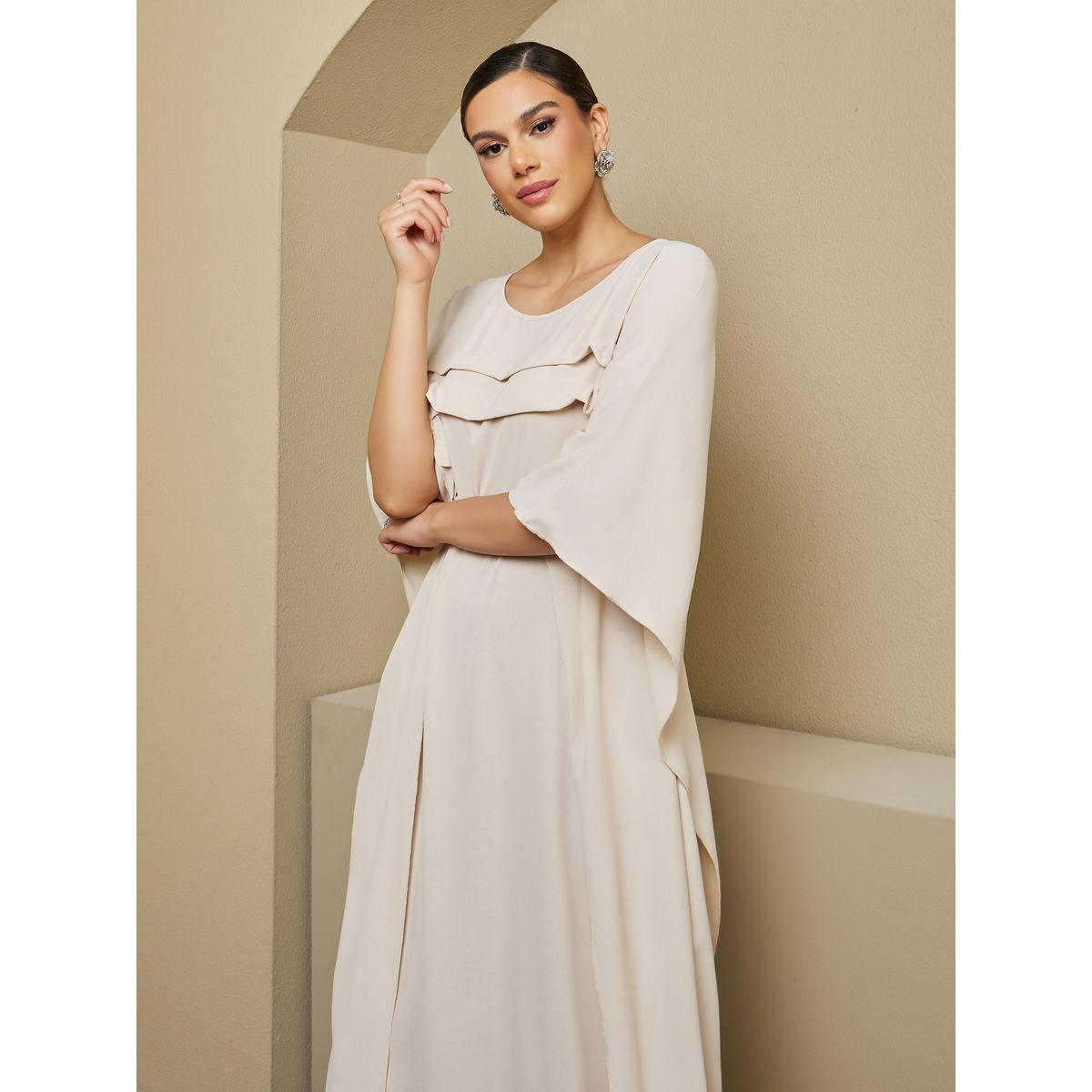 قفطان بتفاصيل بارزة الملمس مزين بكسرات-women-arabicclothing-kaftan-image-4