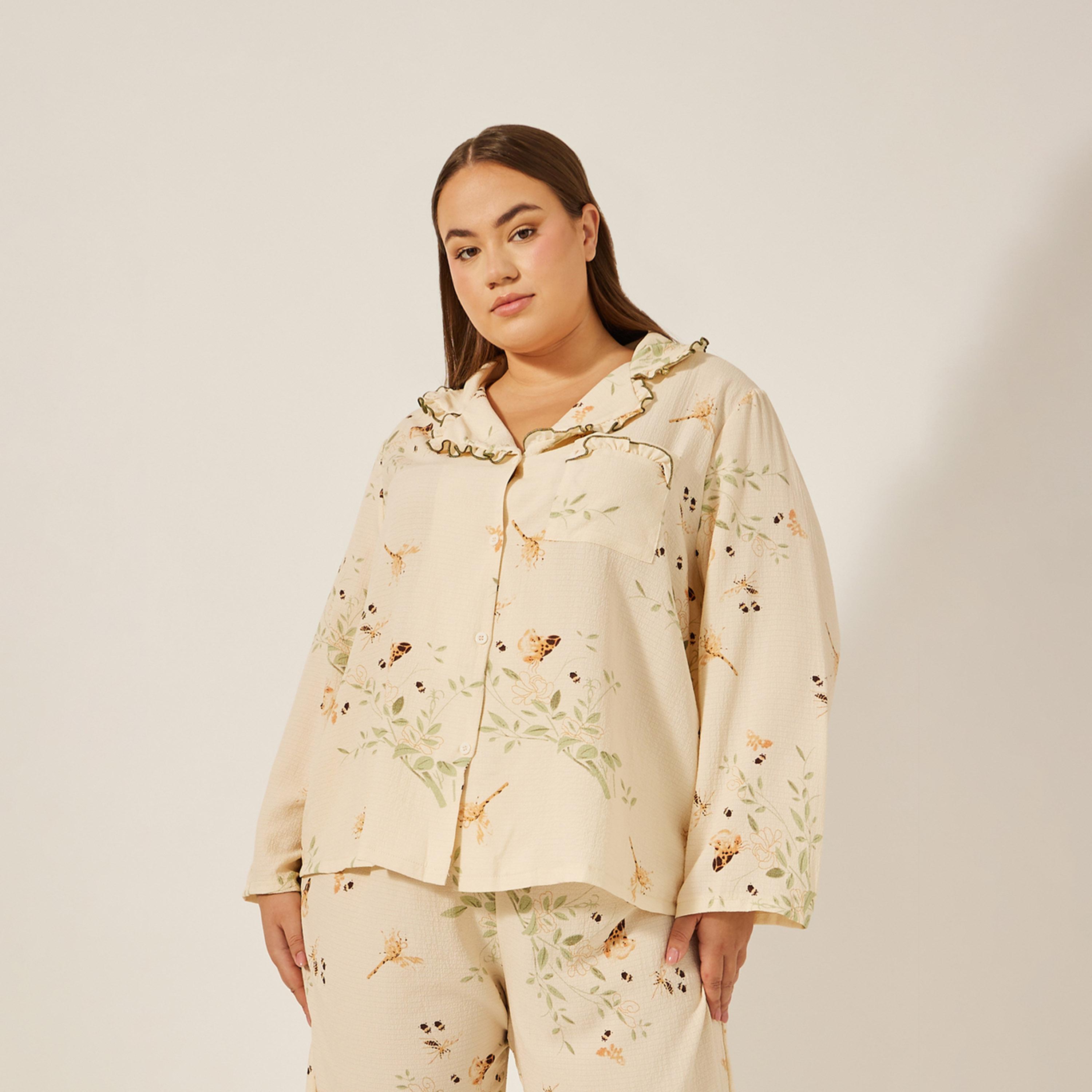 Styli Unwind Floral Print Button Up Pyjama Set With Scallop Edge Collar And Pocket-women-clothing-nightwear-pyjamas-longsets-image-2