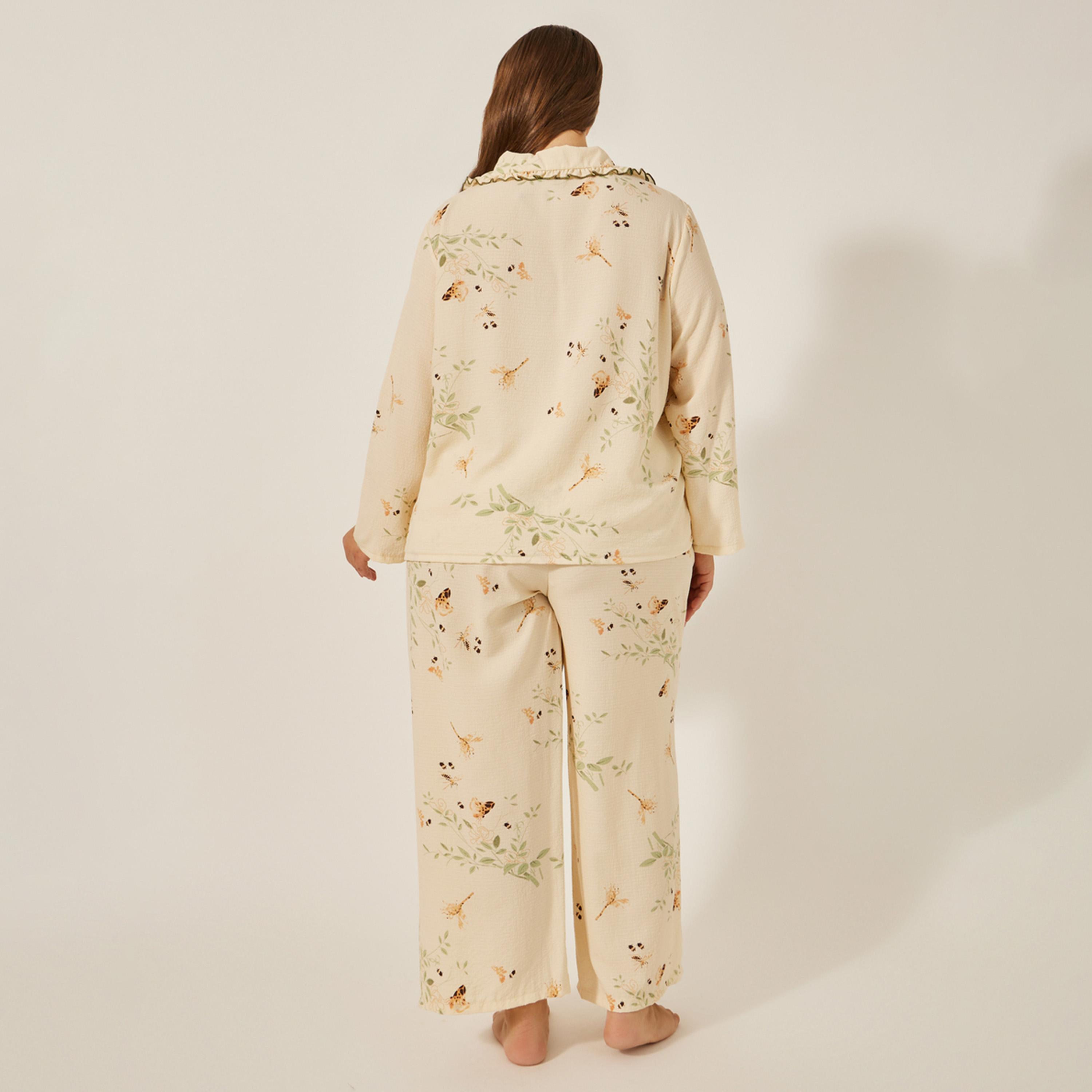 Styli Unwind Floral Print Button Up Pyjama Set With Scallop Edge Collar And Pocket-women-clothing-nightwear-pyjamas-longsets-image-5