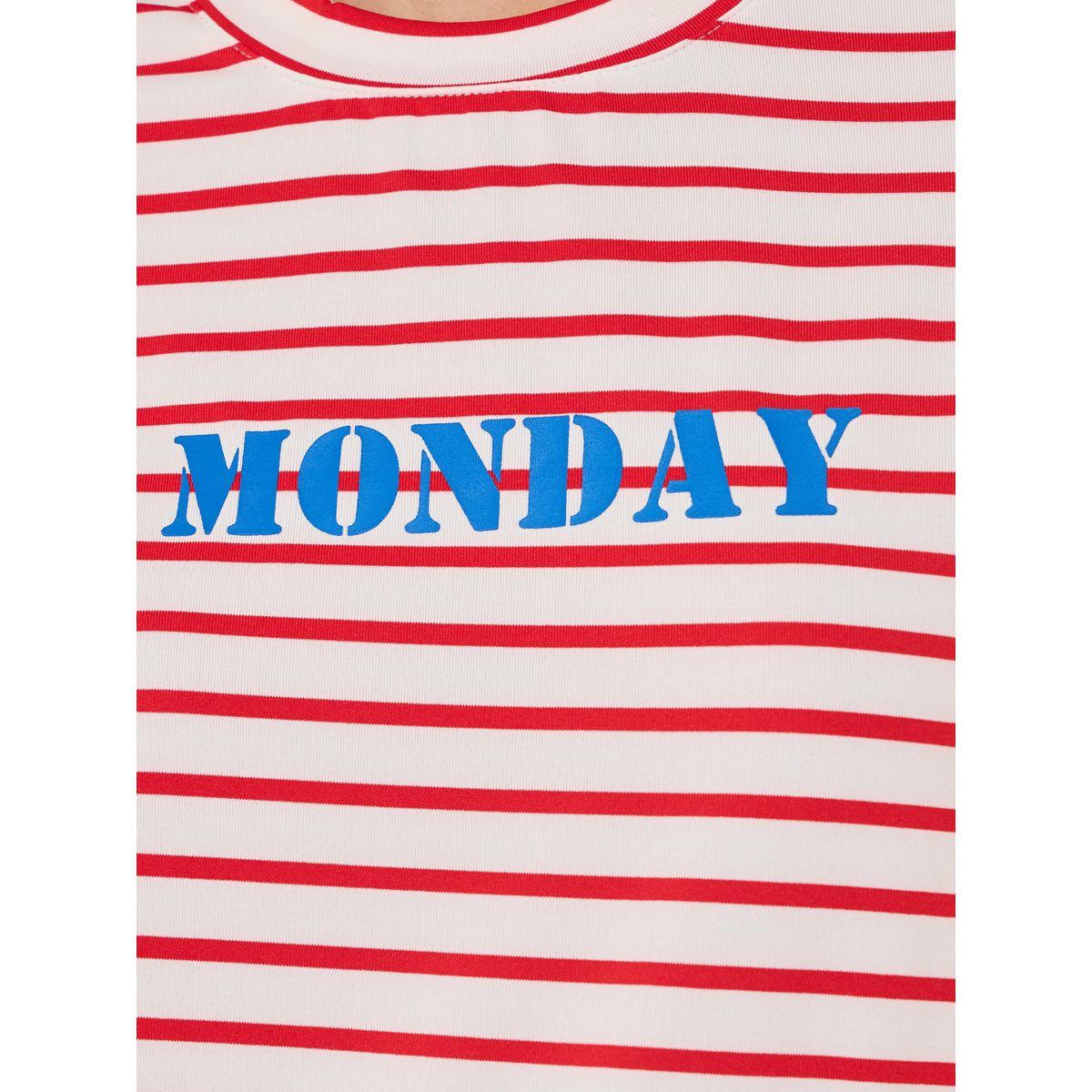 Take Two Stripes Slogan Print Round Neck Oversized T-Shirt-women-clothing-tshirts-image-3