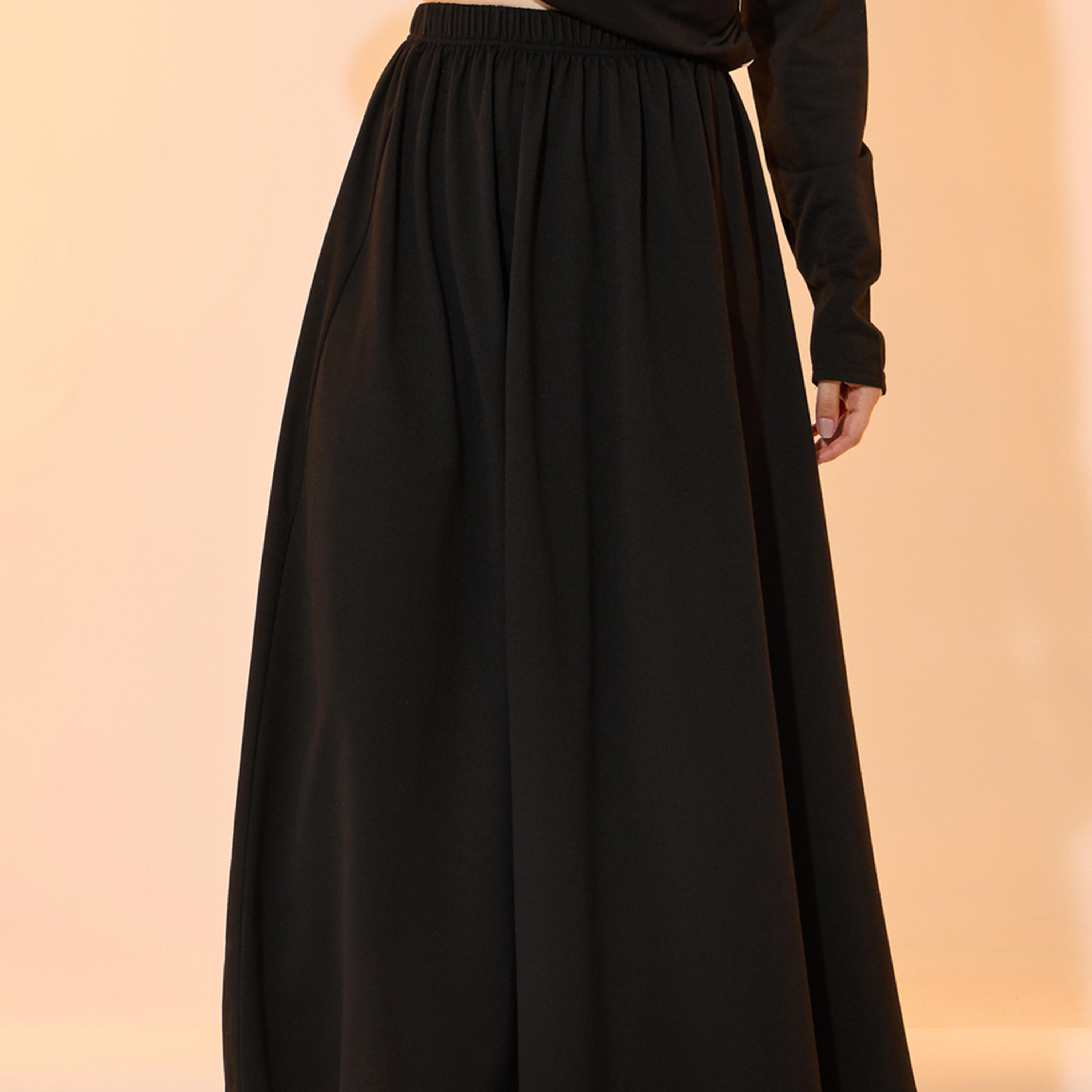 طقم منسق من تنورة طويلة مع هودي سادة-women-clothing-coordsets-image-4
